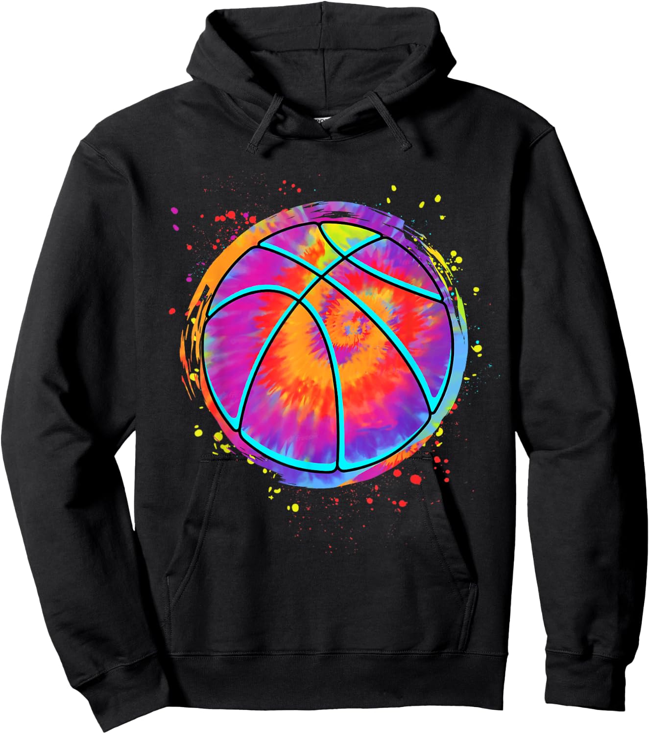 Tie Dye Basketball Ball Colorful Basketball Lovers Men Women Hoodie - Hoodie | Black