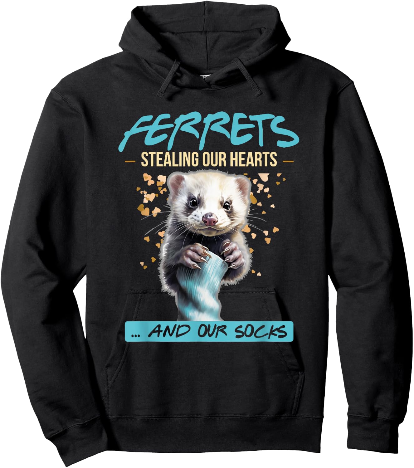 Ferrets Hearts & Socks | Ferret Pet Owner Funny Hoodie - Hoodie | Black