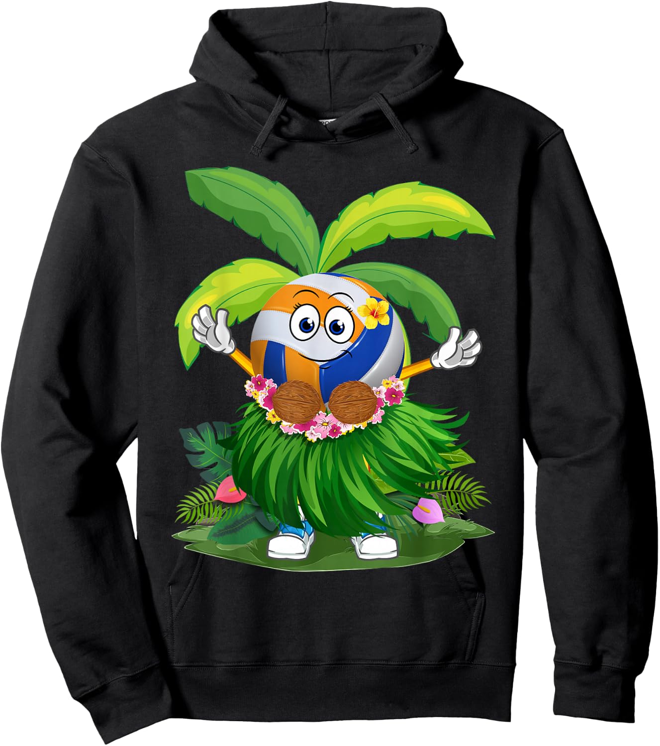 Cute Hawaiian Volleyball Ball Tropical Beach Summer Vacation Hoodie - Hoodie | Black