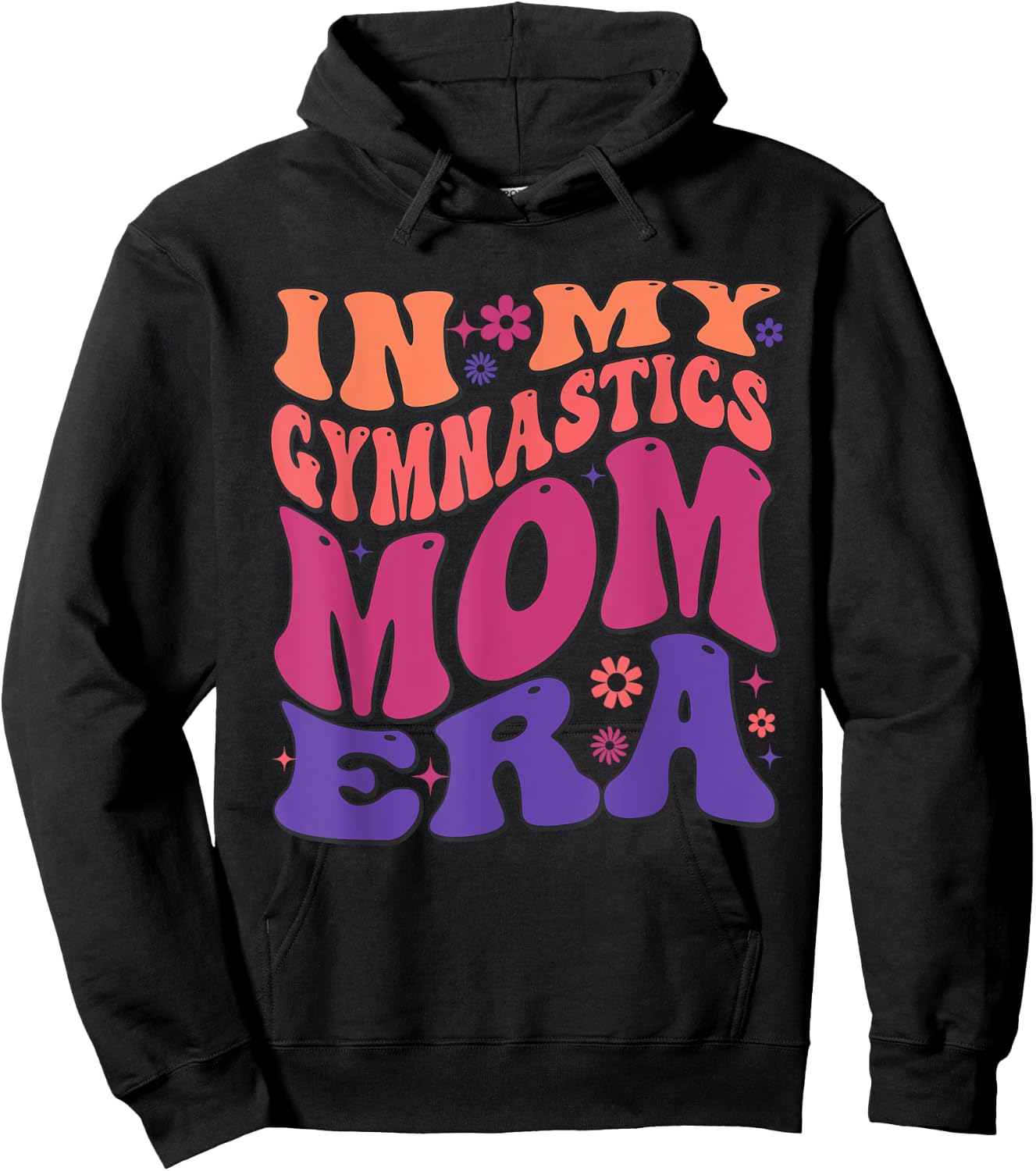 In My Gymnastics Mom Era Mama Cheer Retro Vintage Groovy Hoodie - Hoodie | Black