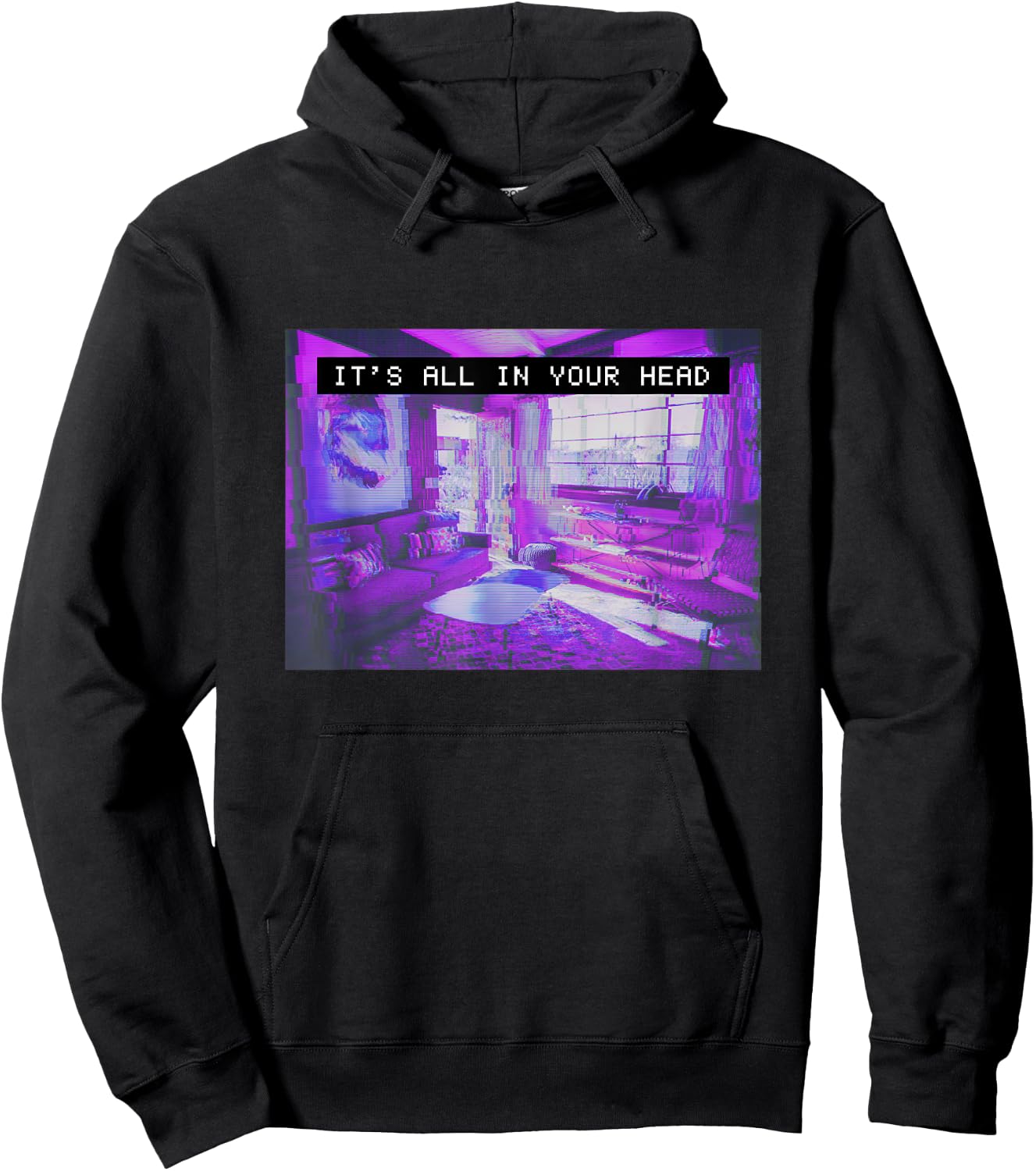 Vaporwave Aesthetic 80s Synthwave It's All in Your Mind Head Hoodie - Hoodie | Black