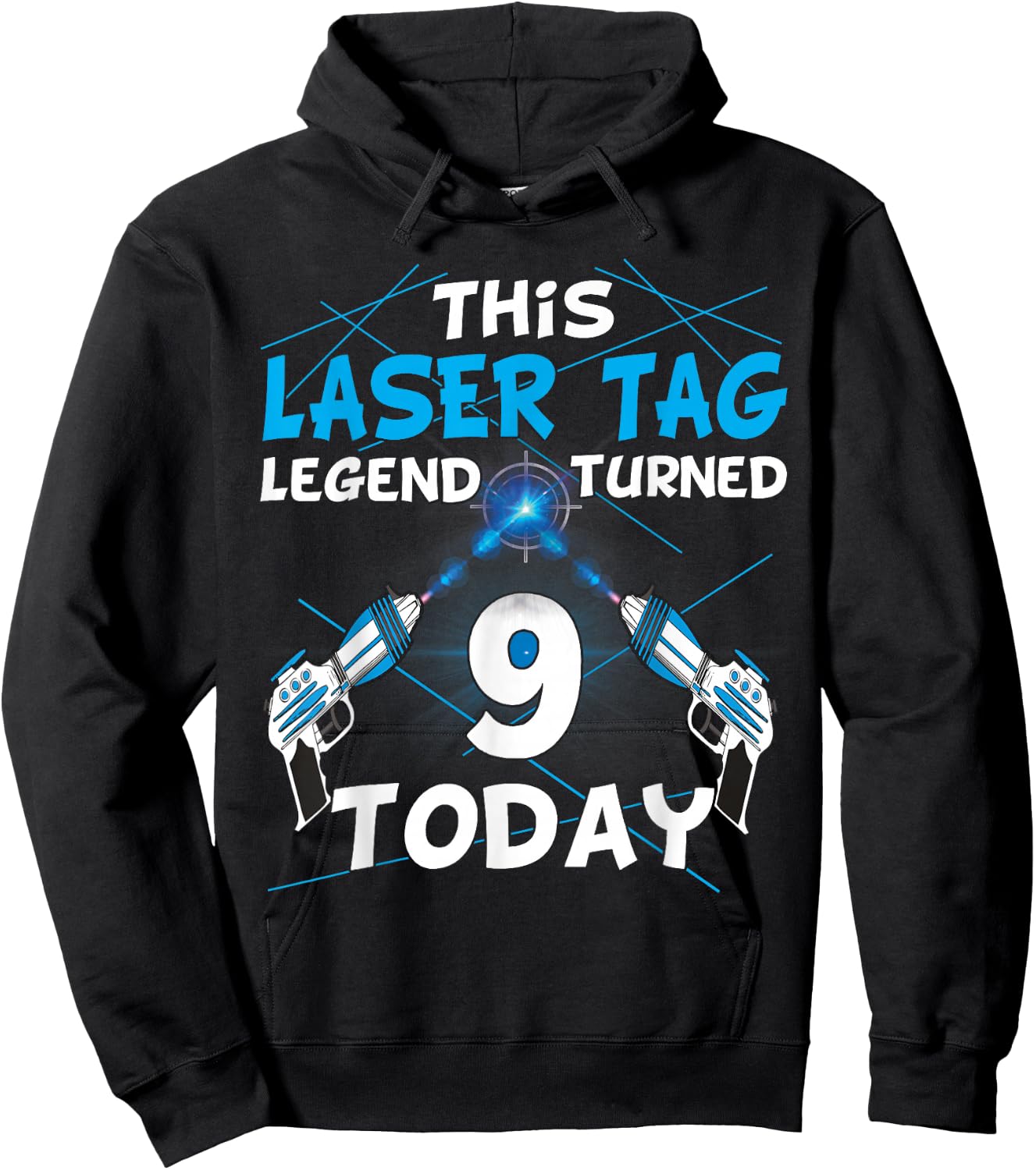 Lasertag Birthday Party - laser tag 9 years birthday Hoodie - Hoodie | Black