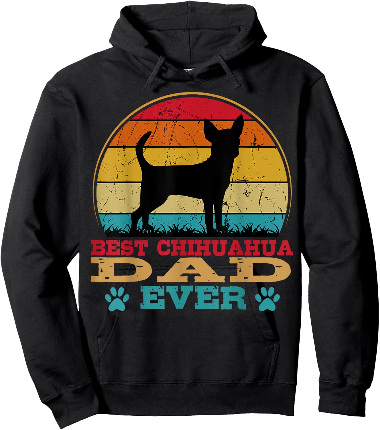 Chihuahua Dad Retro Vintage Dog Owner Breeder Father's Day Men Women Girls Kids Hoodie - Hoodie | Black