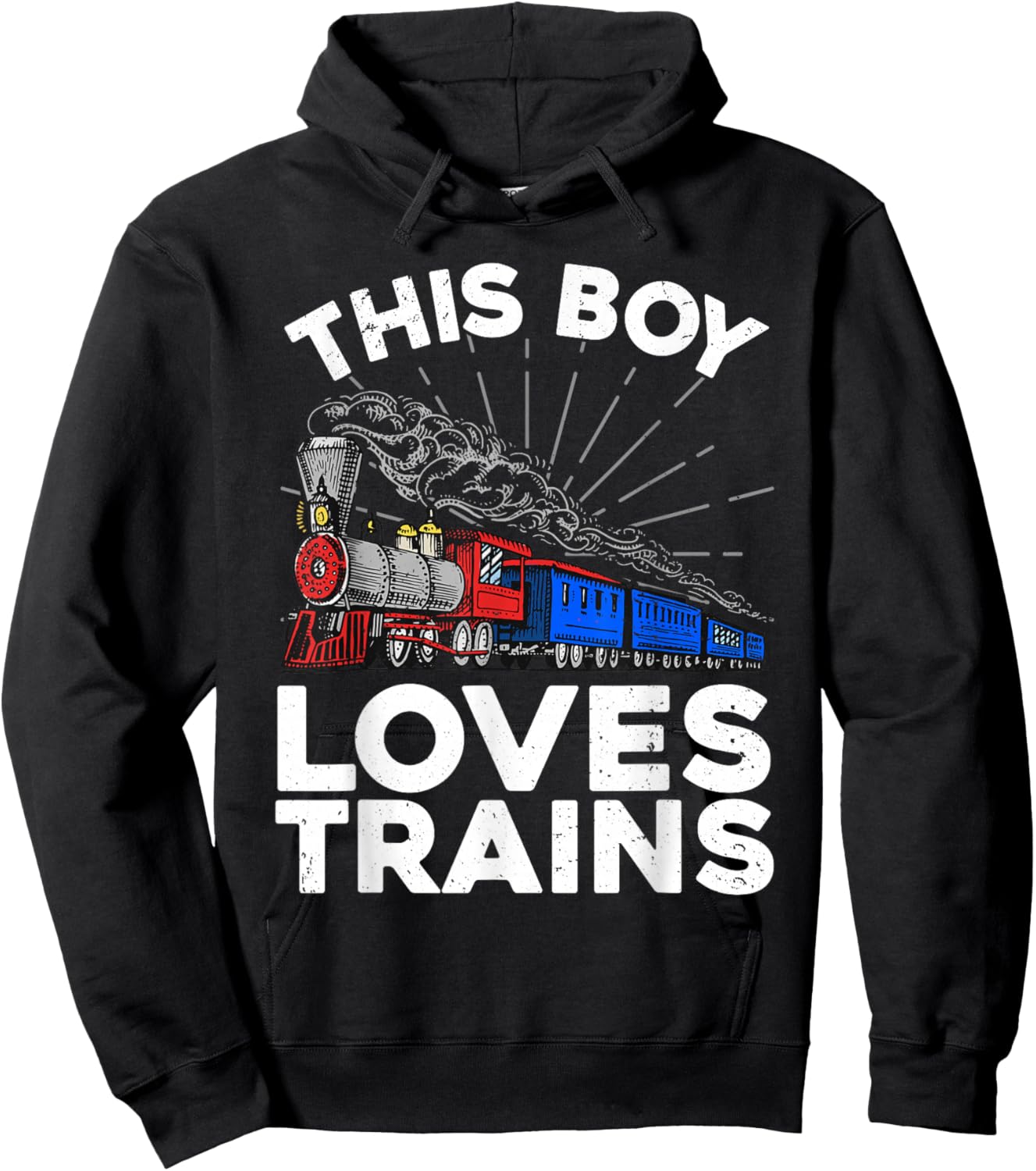 Cool Train Art For Boys Kids Toddlers Train Lovers Railroad Hoodie - Hoodie | Black