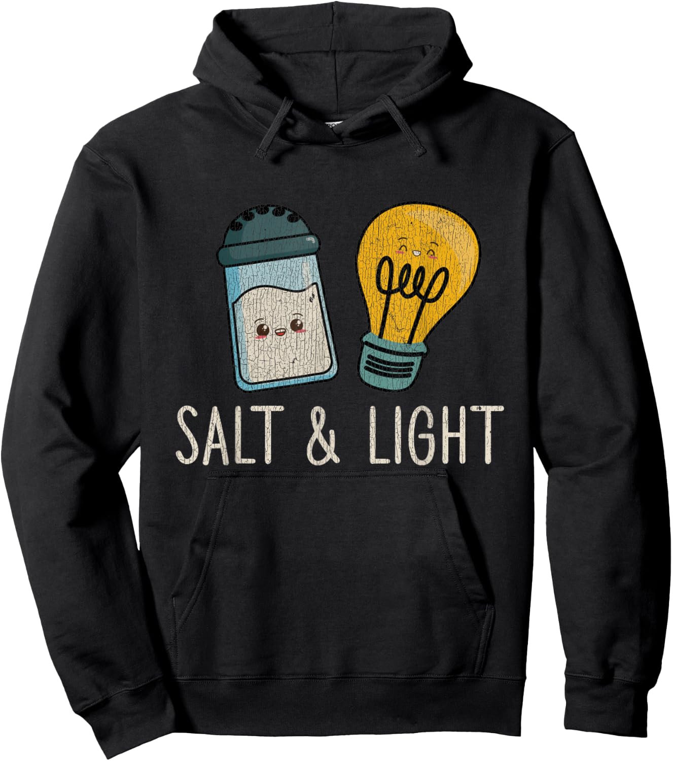 Vintage Cute Salt Light Bible Verse Matthew Proud Christian Hoodie - Hoodie | Black
