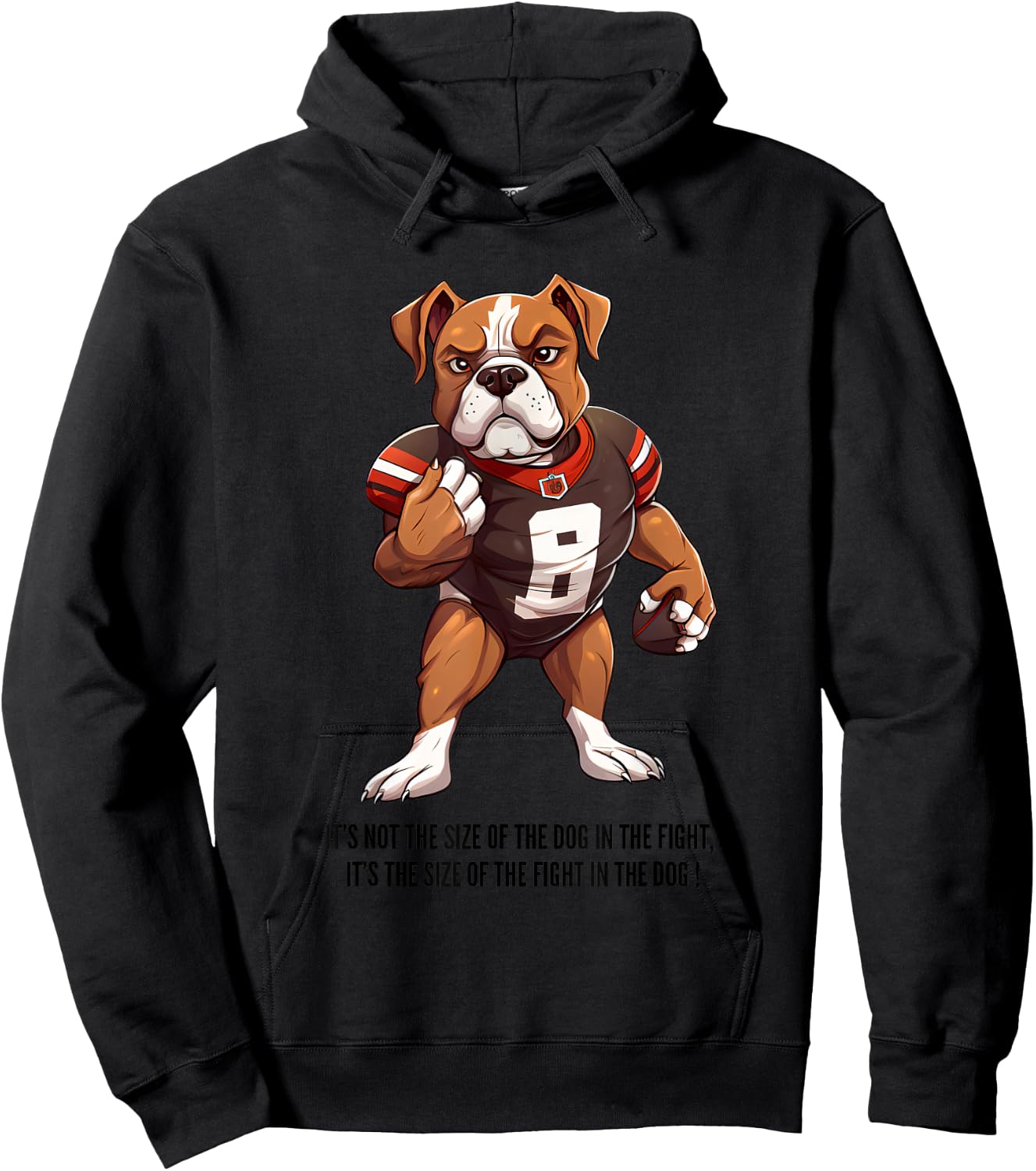 Size of the dog in the fight, Football , Pitbull Hoodie - Hoodie | Black