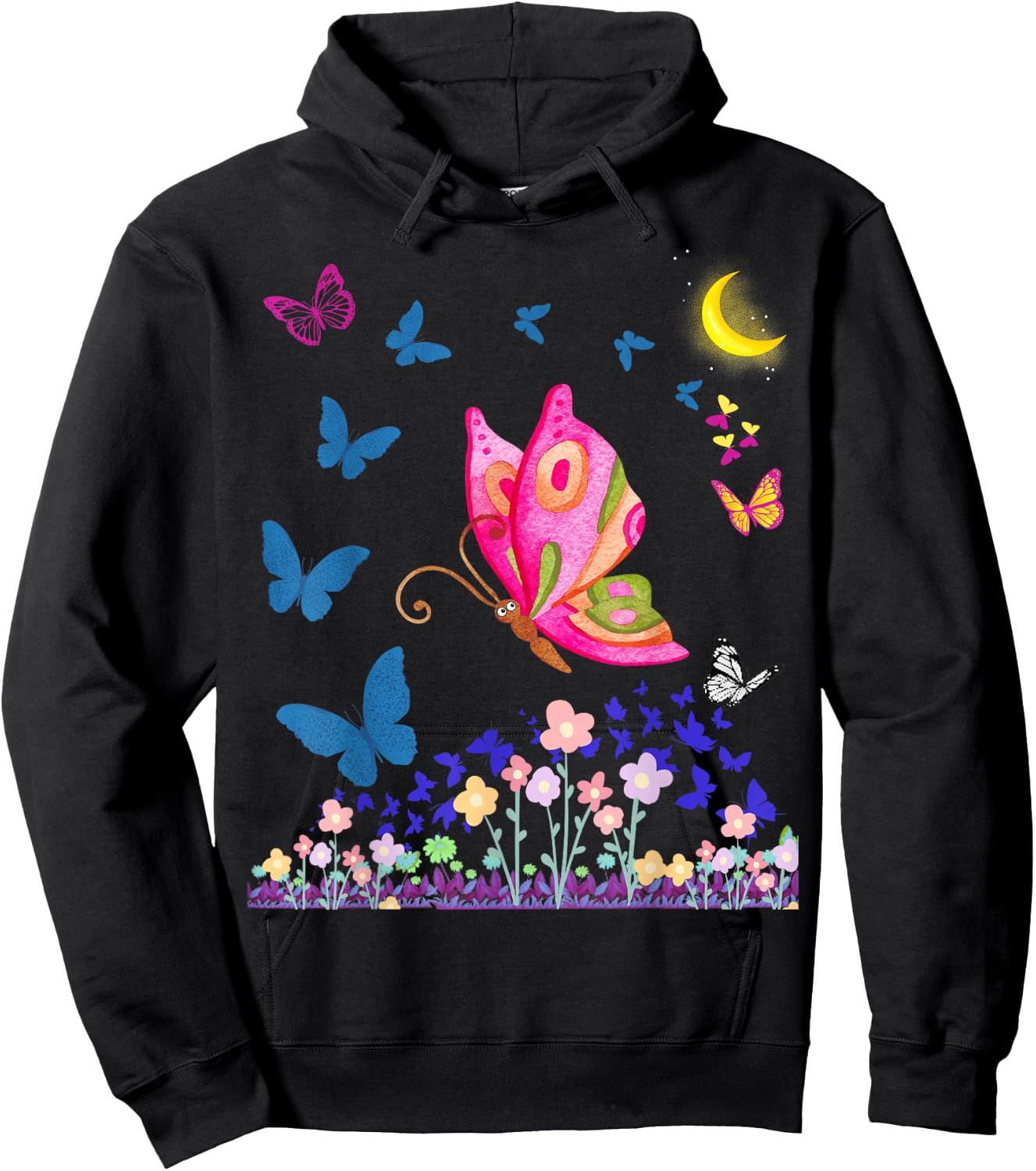 Faithrizing Butterfly Lovers Design - Girls' Butterfly Shirt - Black - Small - Classic Fit - Short Sleeve Hoodie - Hoodie | Black
