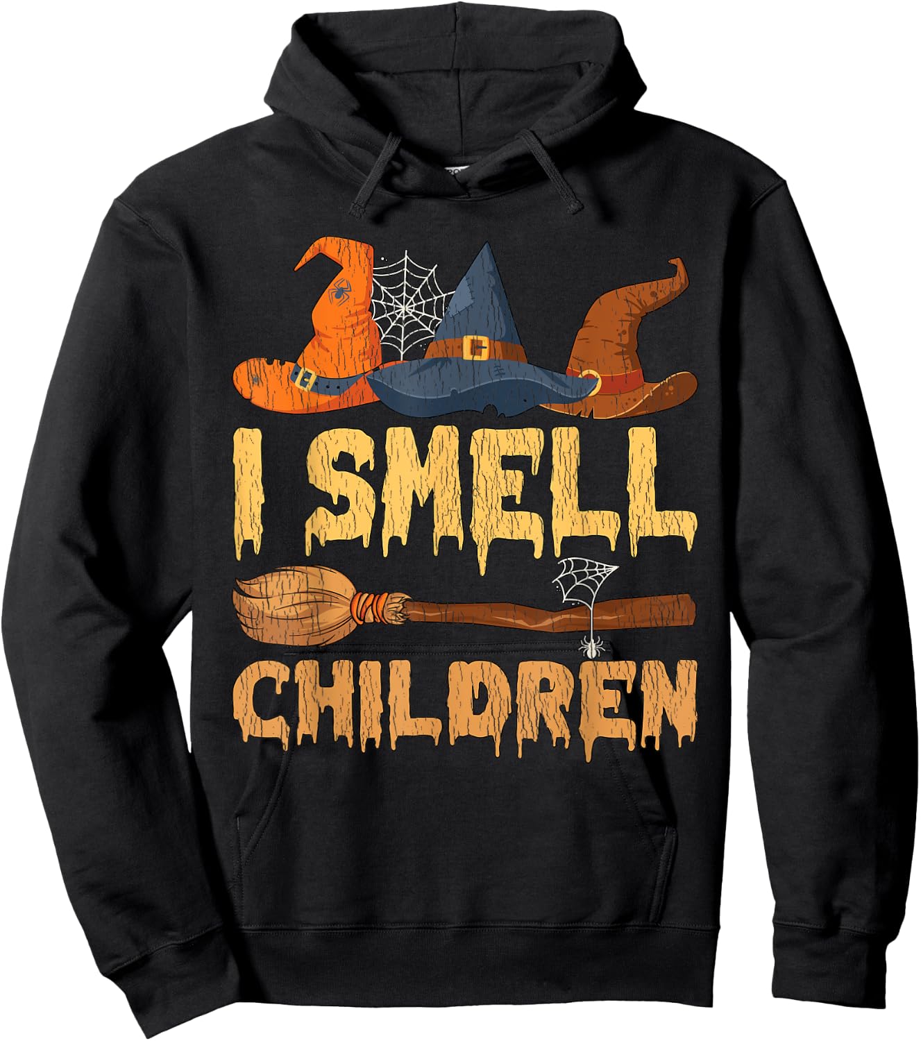 Vintage I Smell Children Hocus Pocus Witch Broom Halloween Hoodie - Hoodie | Black