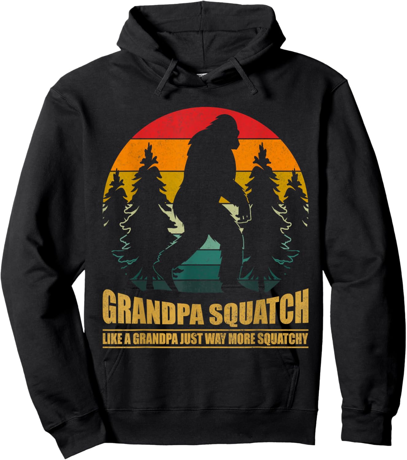 Bigfoot Grandpa Squatch Retro Funny Sasquatch Father’s Day Hoodie - Hoodie | Black