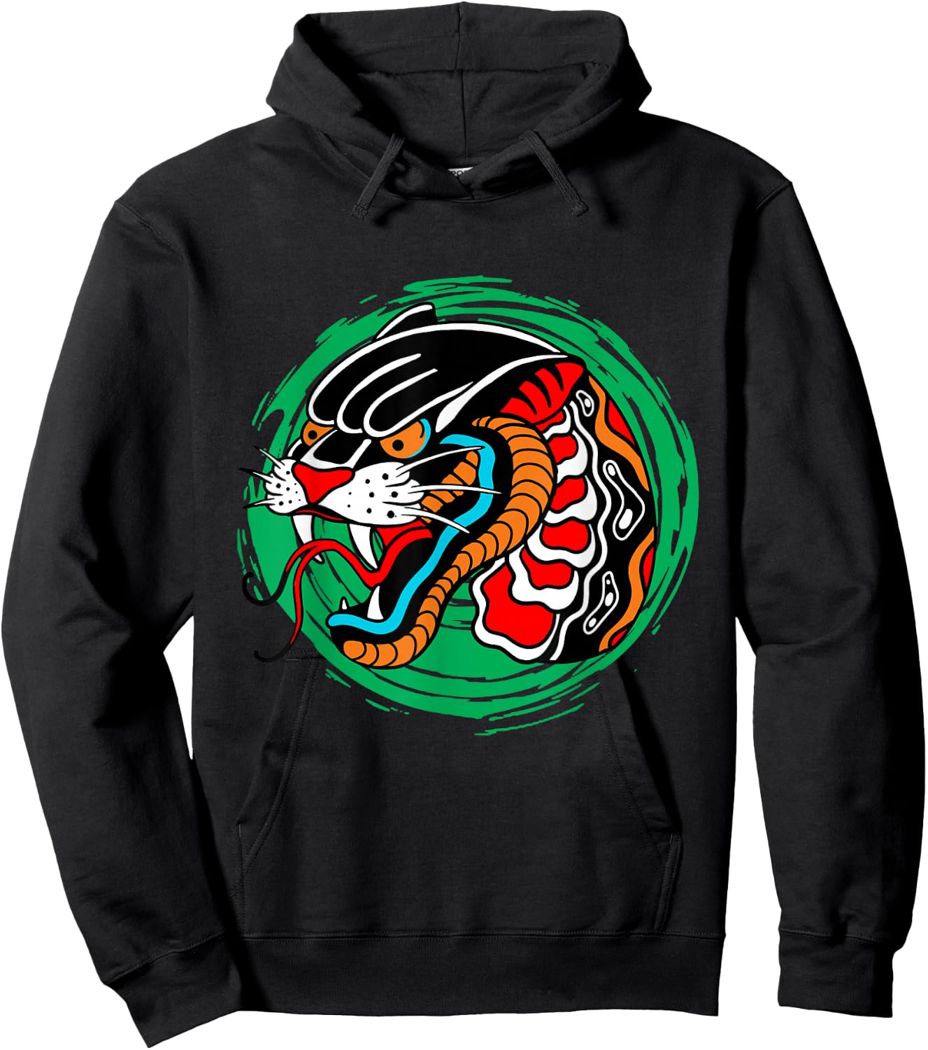 American Traditional Tattoo Old School Panther Snake Edgy Hoodie - Hoodie | Black