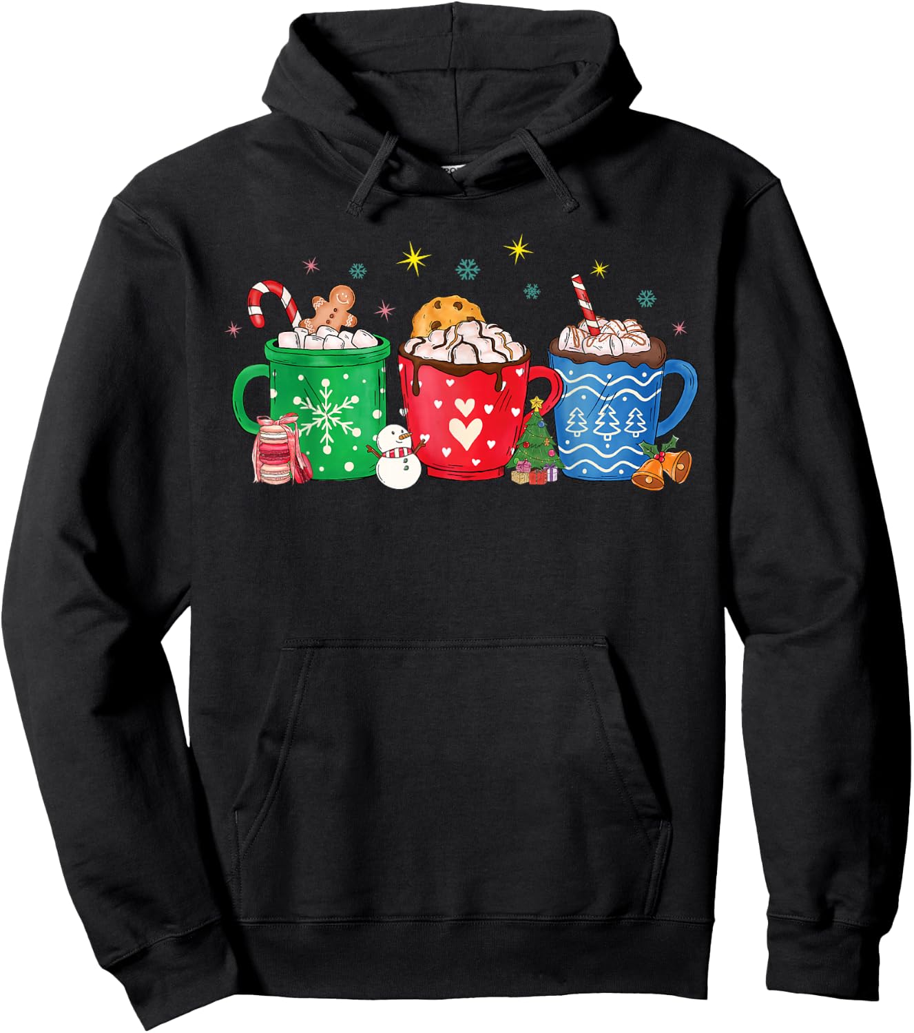 Christmas Hot Chocolate Cup Peppermint Mocha Hoodie - Hoodie | Black