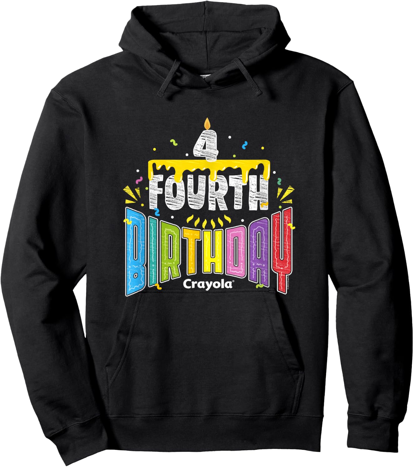 Crayola Fourth Birthday Colorful Celebration Cake Logo Hoodie - Hoodie | Black