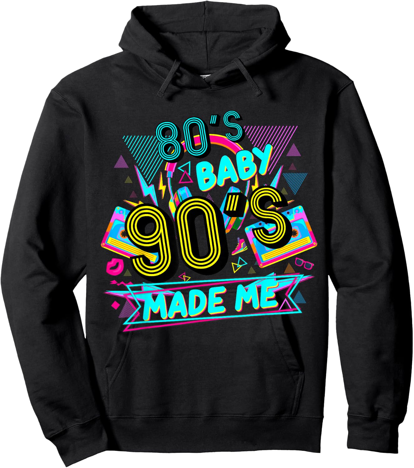 80s Baby 90s Made Me Funny Retro 1980s Hoodie - Hoodie | Black