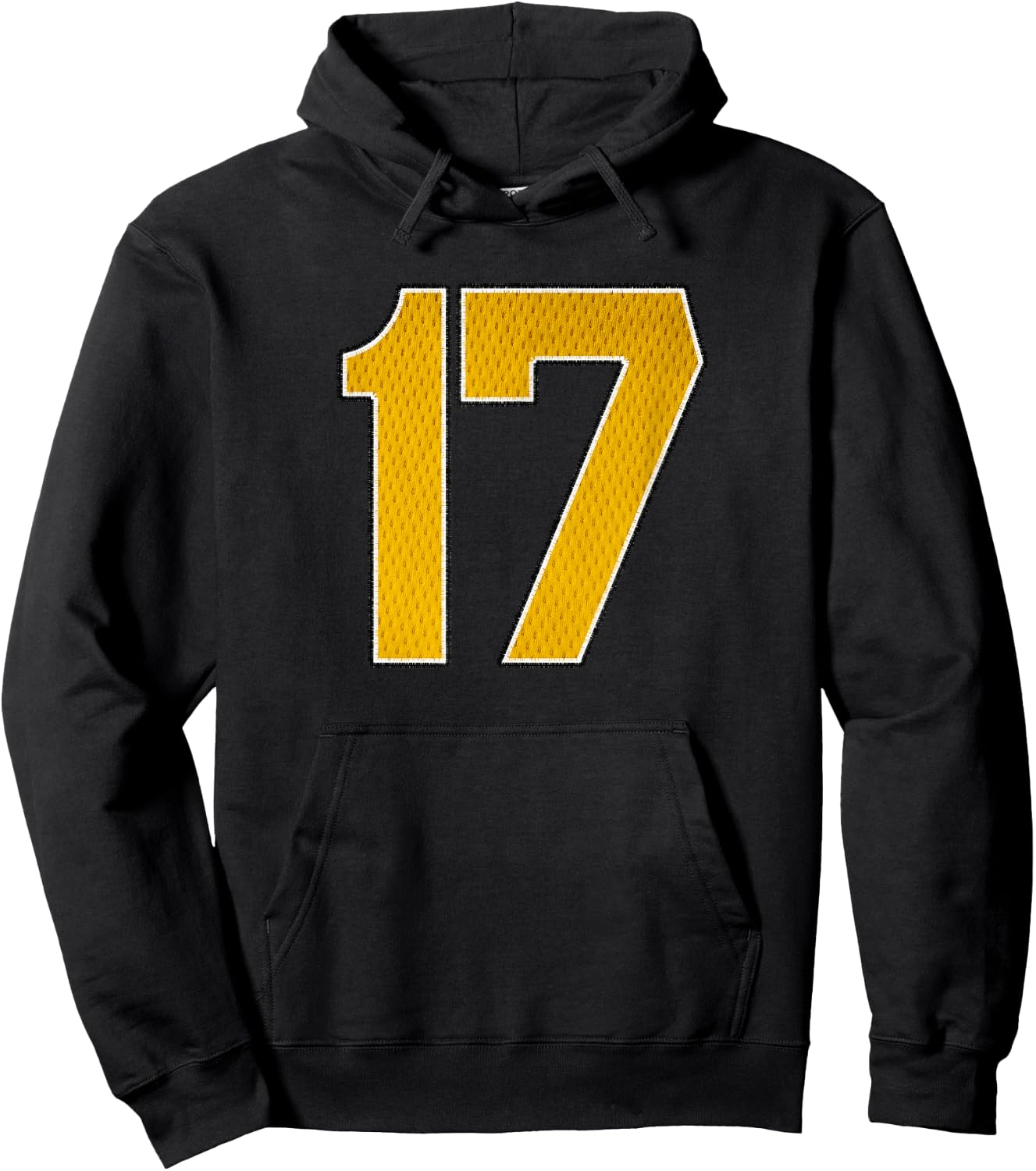 Gold Number 17 Athlete Sports Jersey Supporter Fanwear Hoodie - Hoodie | Black