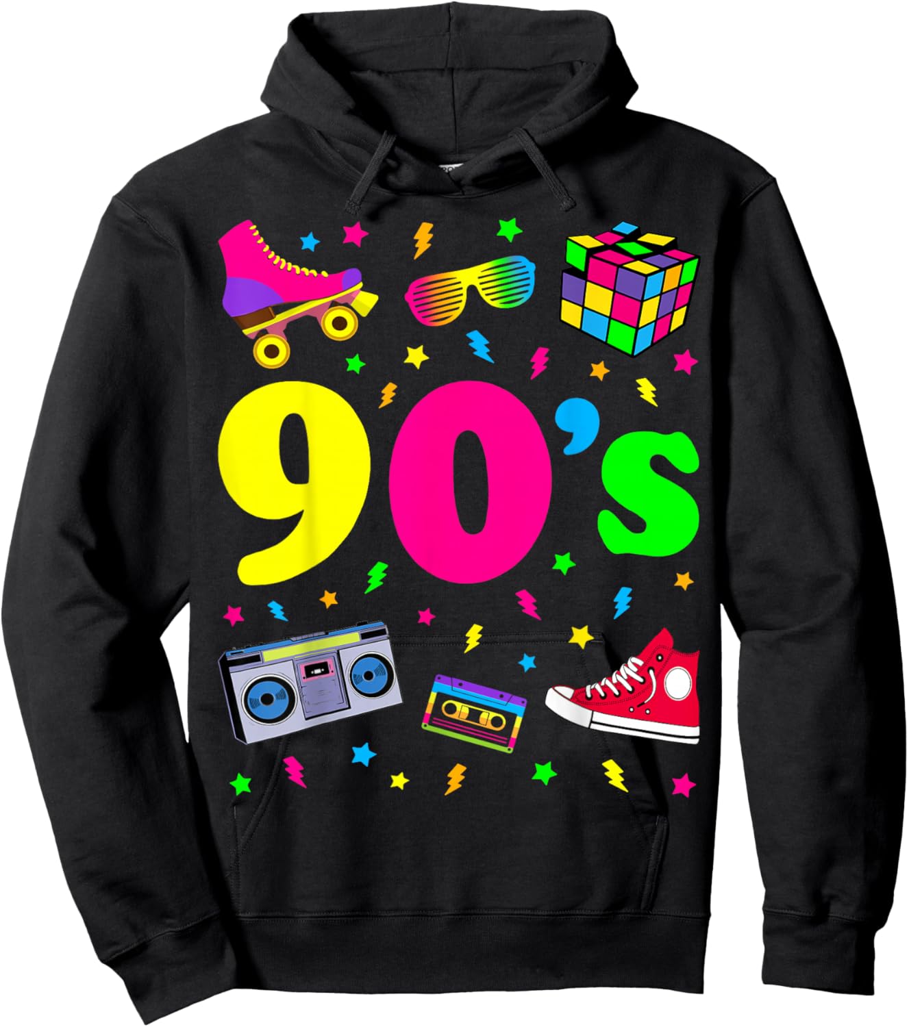 Retro Gifts Vintage 90s Costume Shirts - I Love The 90s - Women's Classic Fit Black Cartoon - Small Hoodie - Hoodie | Black