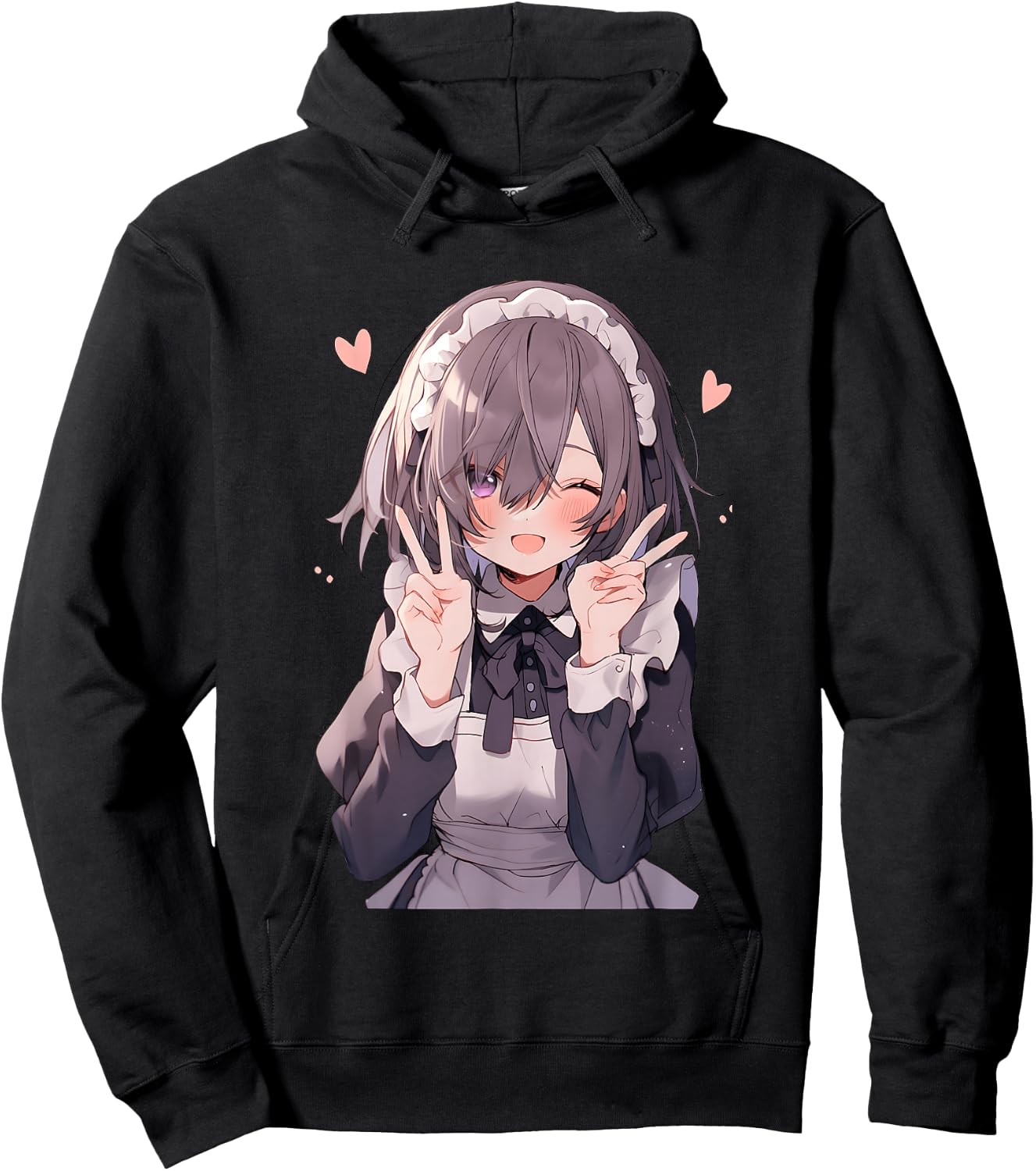 Kawaii Anime Girl Maid Cute Otaku Hoodie - Hoodie | Black