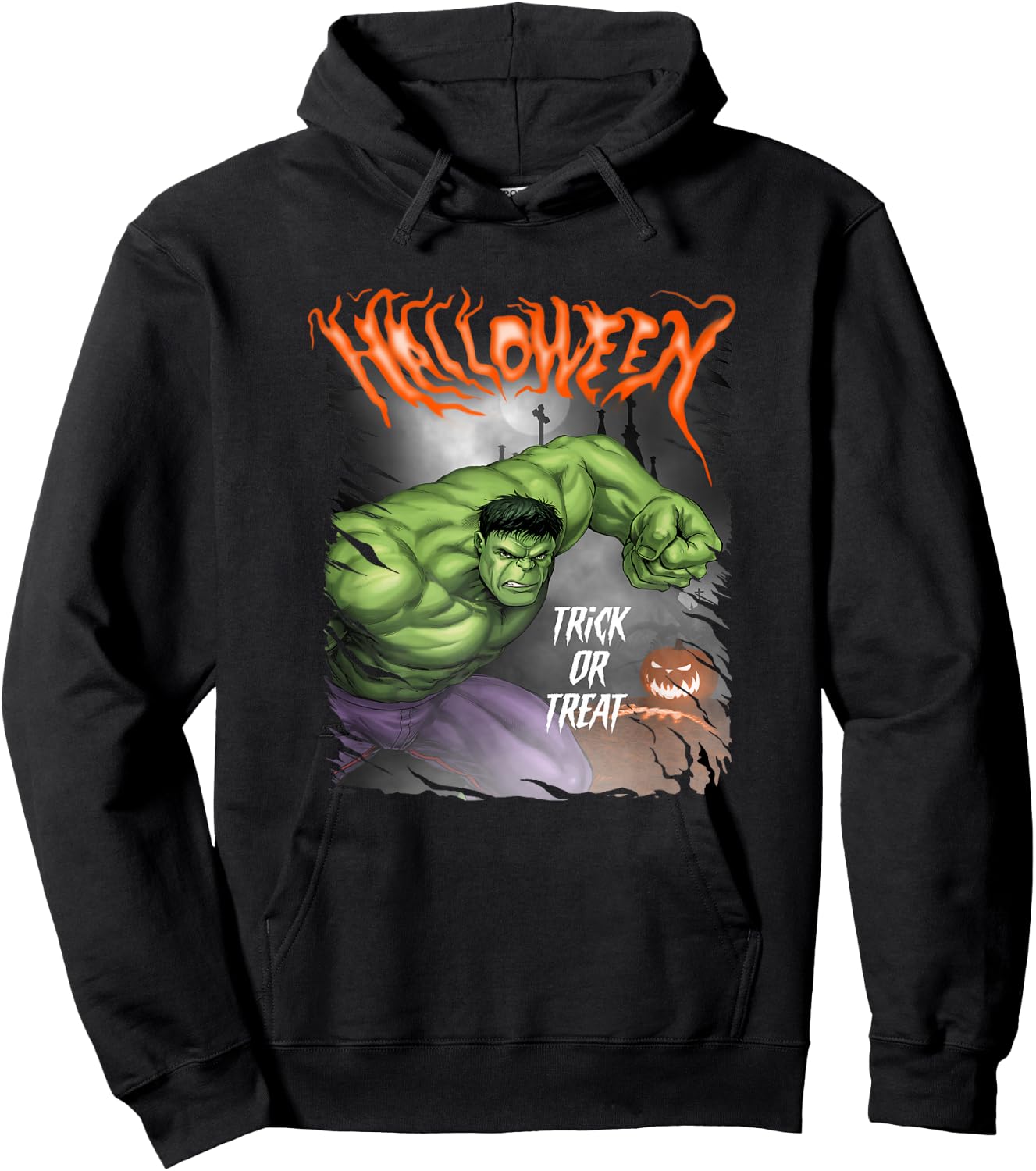 Marvel Comics Retro Classic Halloween Hulk Pumpkin Poster Hoodie - Hoodie | Black