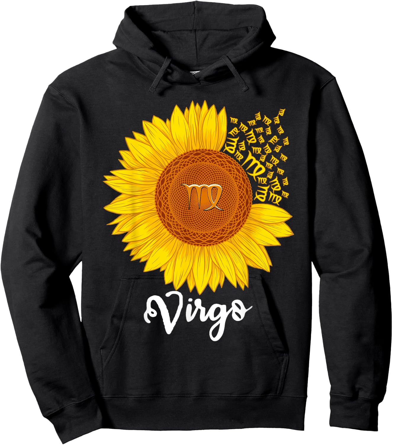 Virgo Sunflower Zodiac Sign Floral Astrology Women Hoodie - Hoodie | Black