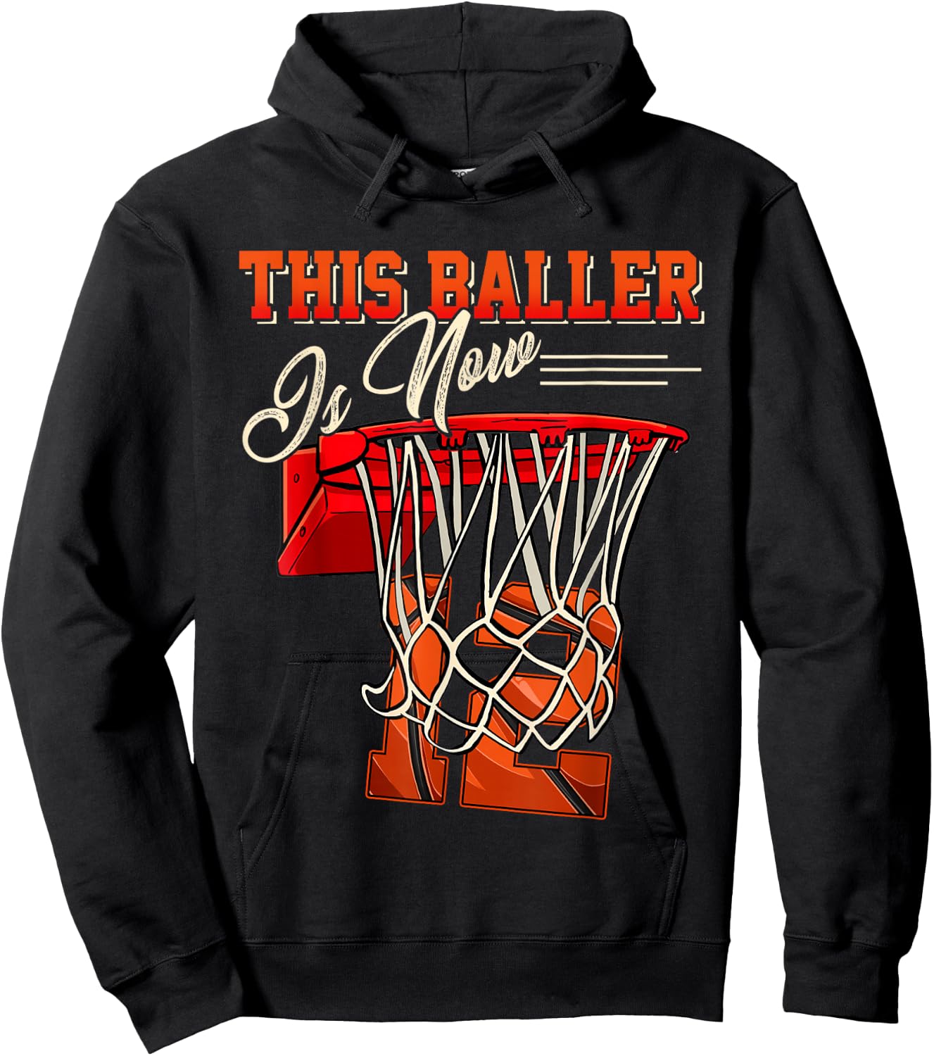 12th Birthday Shirt for Boy Basketball 12 Years Old Kid Gift Hoodie - Hoodie | Black
