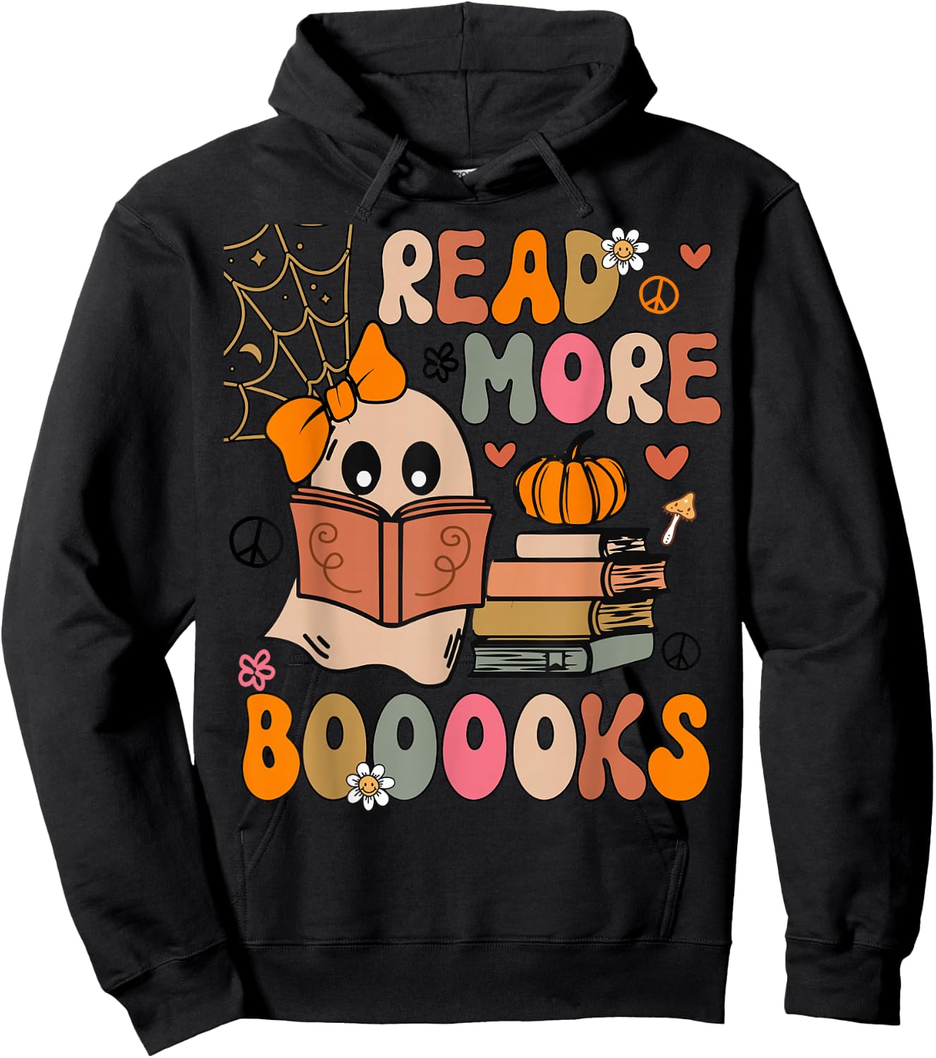 Cute Booooks Ghost Read More Books Funny Teacher Halloween Hoodie - Hoodie | Black