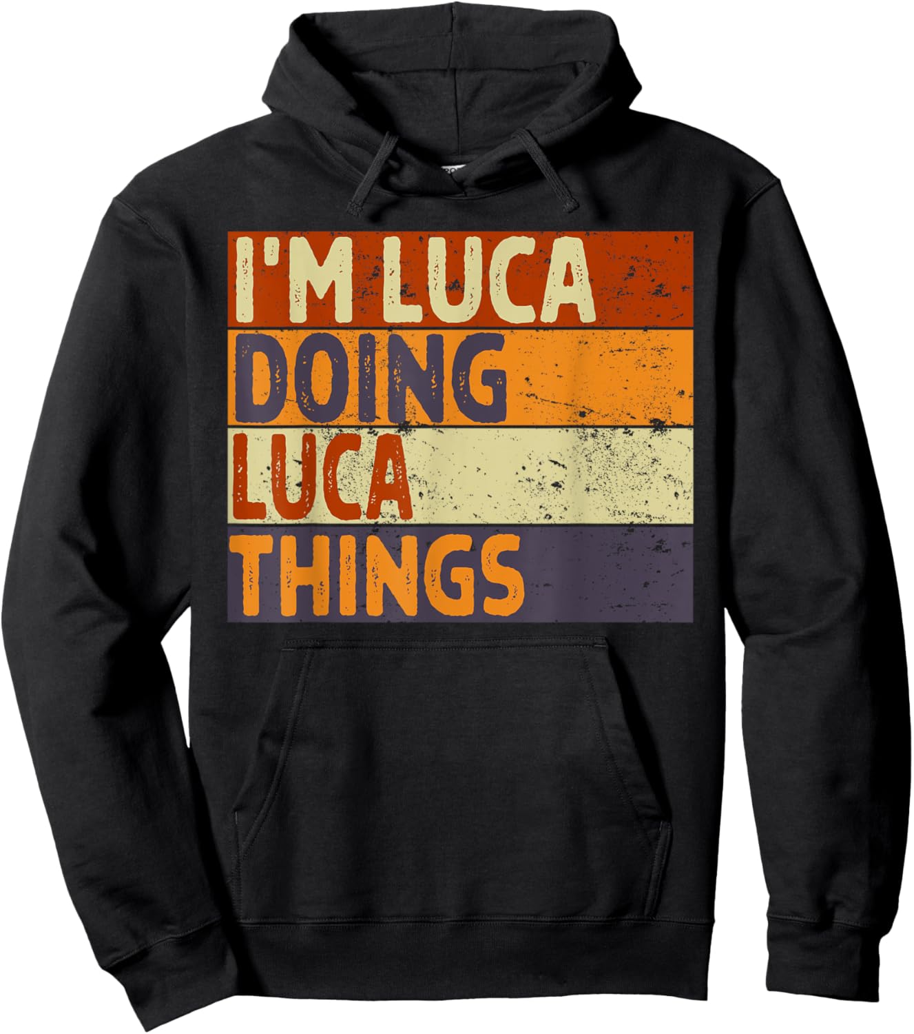 Personalized Name Fathers Day outfit Retro I'm LUCA Doing LUCA Things Funny Birthday Joke Hoodie - Hoodie | Black