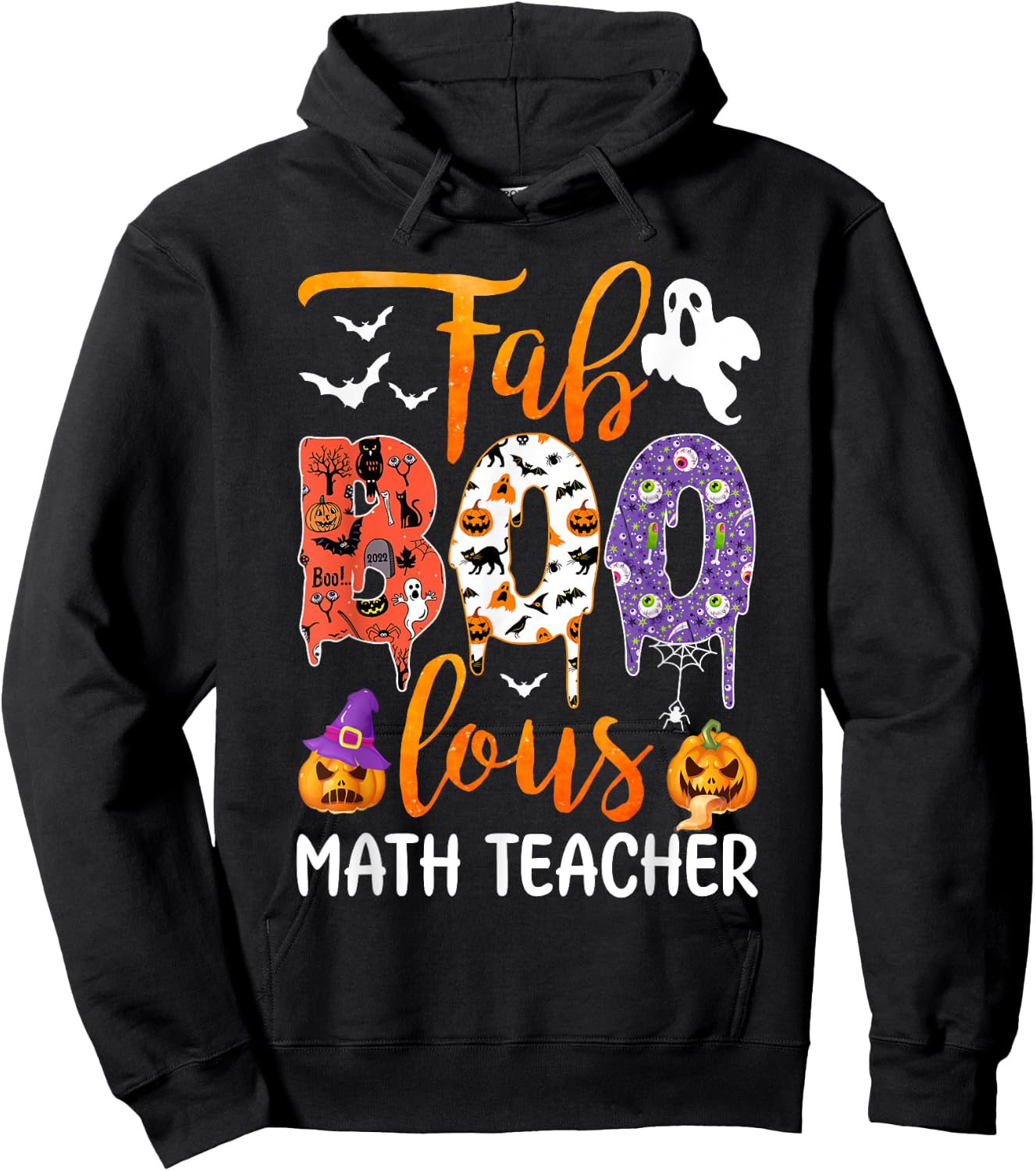 Fab Boo Lous Math Teacher Boo Ghost Halloween Math Teacher Hoodie - Hoodie | Black