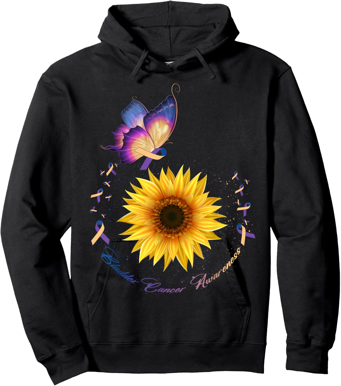 Butterfly & Sunflower Bladder Cancer Awareness Month Warrior Hoodie - Hoodie | Black