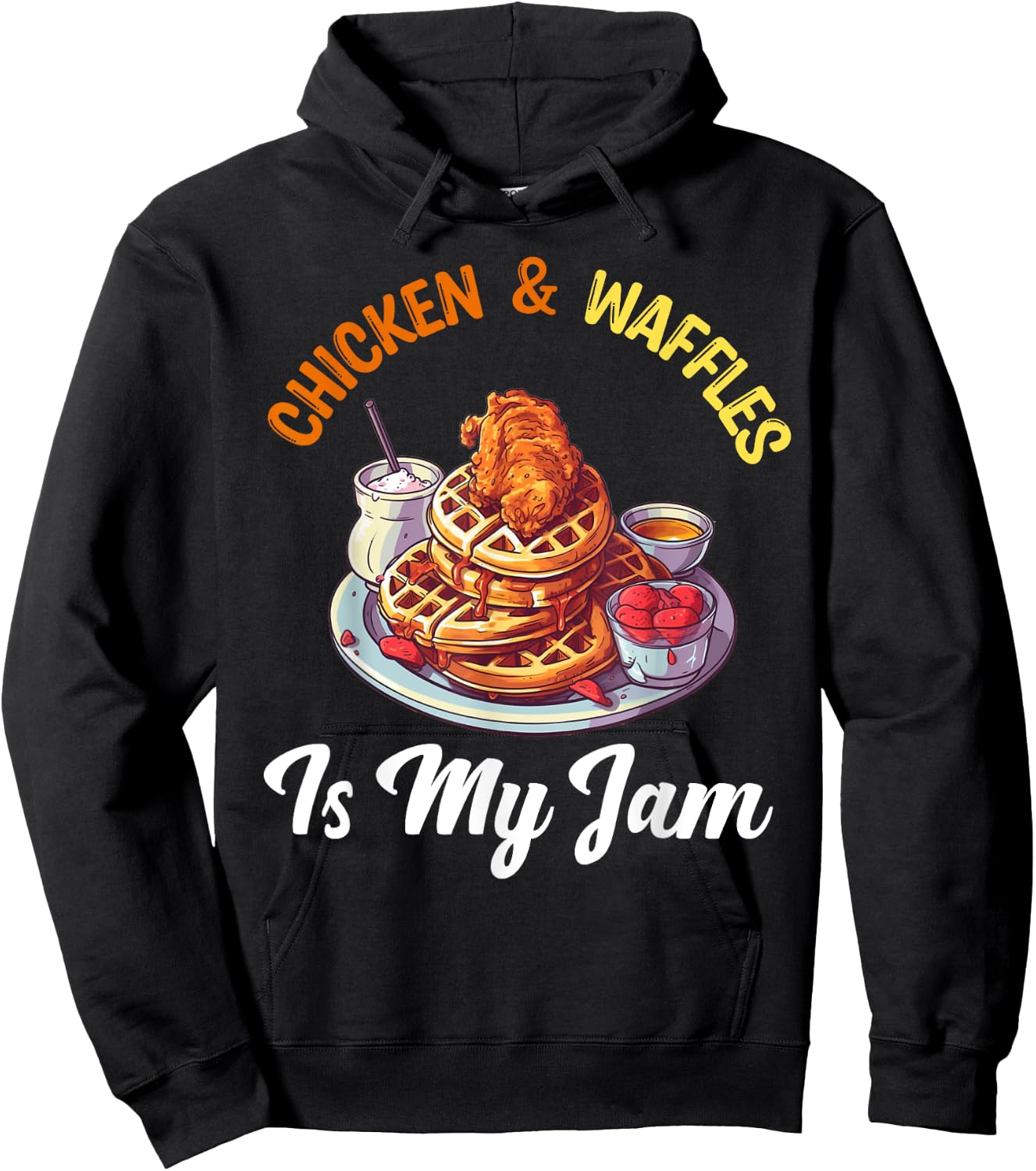 Chicken and Waffles Fried Chicken Wings Lover Food Junkie Hoodie - Hoodie | Black