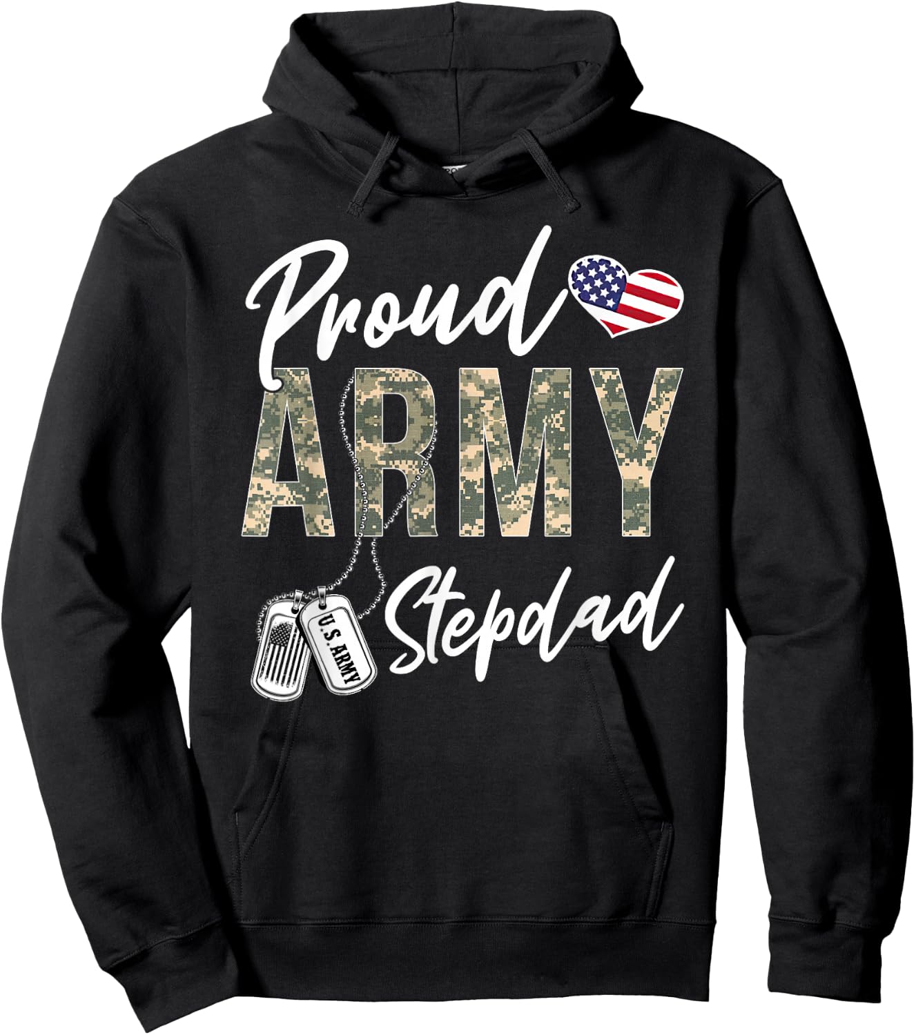 Proud Army Stepdad Army Graduation Stepdad US Army Stepdad Hoodie - Hoodie | Black