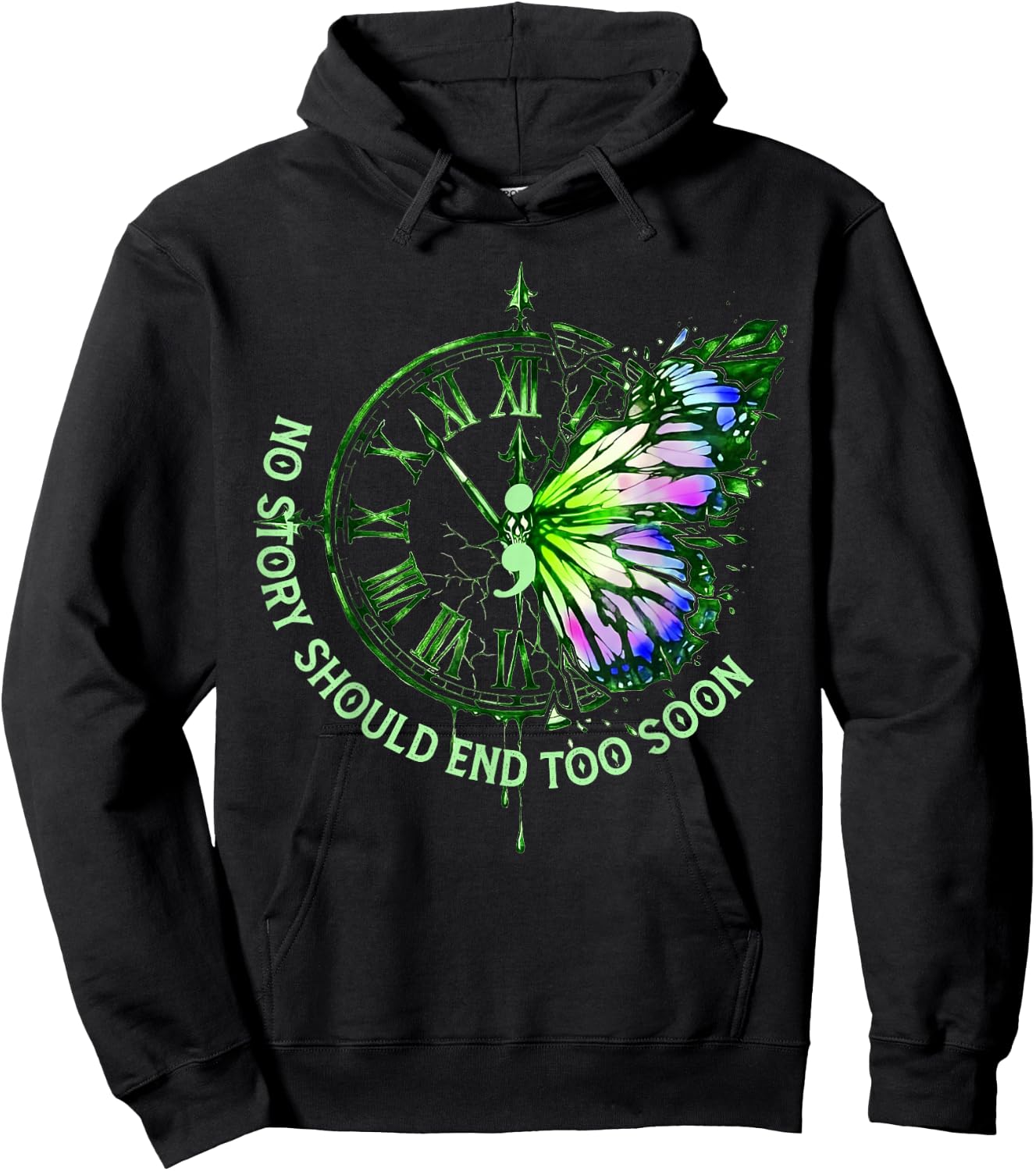No Story Should End Too Soon Mental Health Matters Butterfly Hoodie - Hoodie | Black