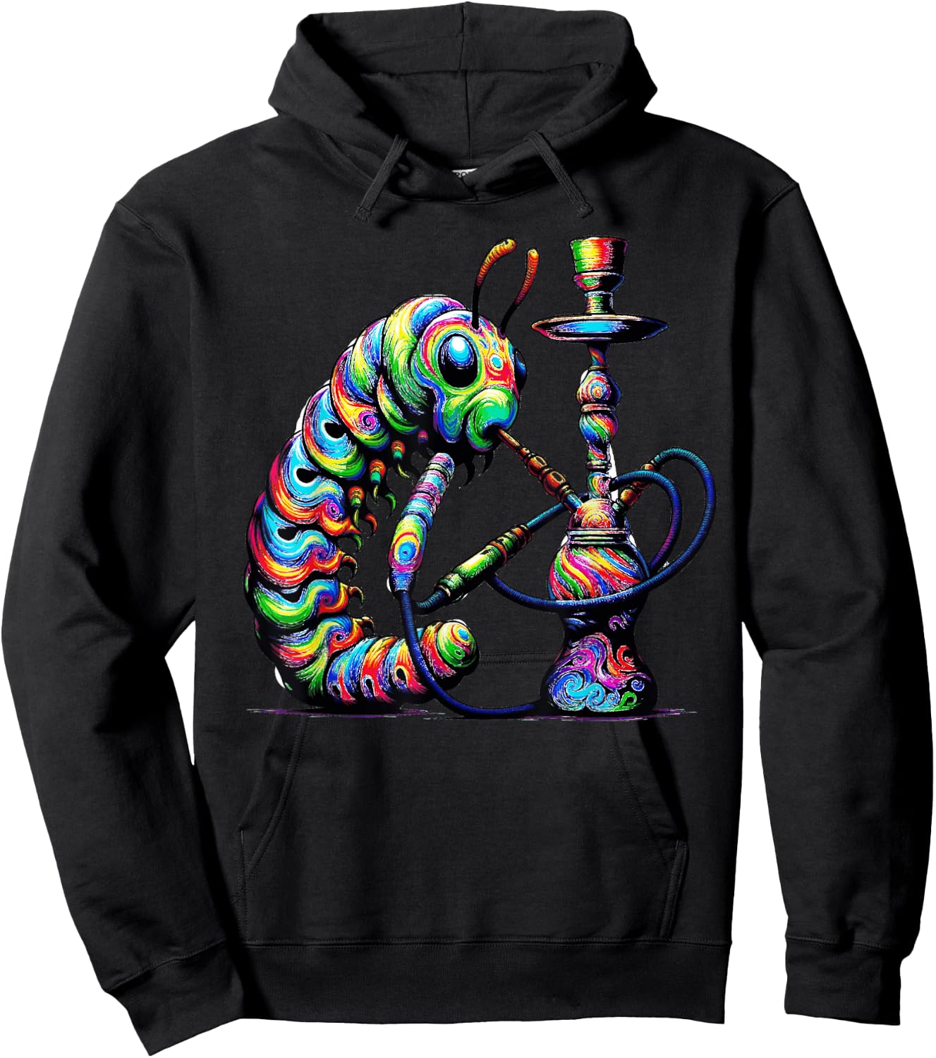 Hookah Smoking Caterpillar Trippy Hoodie - Hoodie | Black