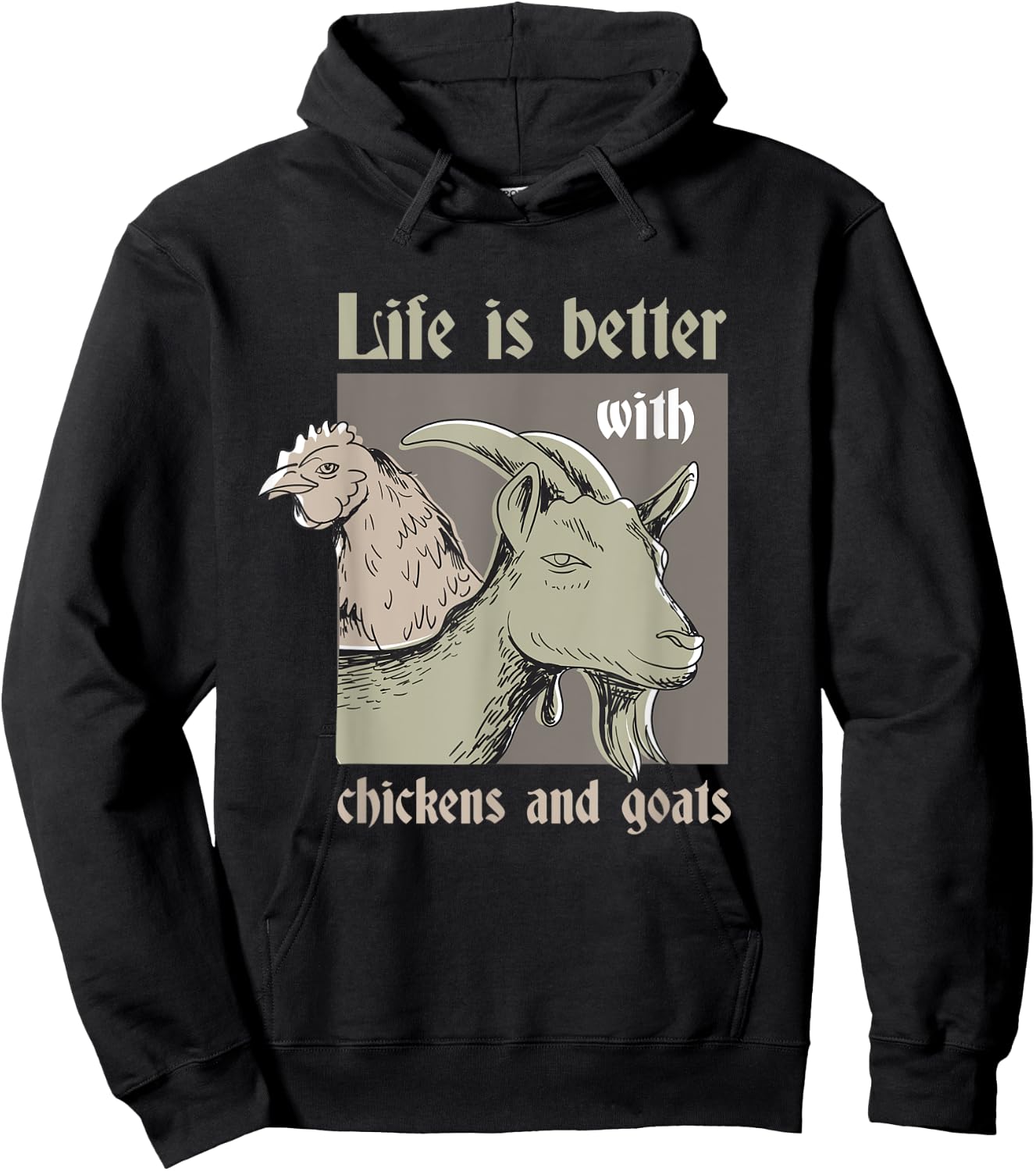 Life Is Better With Chickens And Goats Rancher Farmer Hoodie - Hoodie | Black