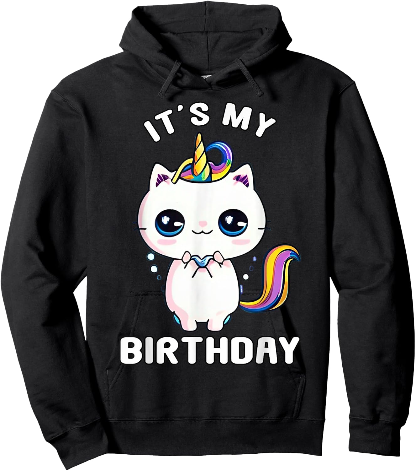 It's My Birthday Caticorn Meowgical Cat Kittycorn Unicorn Women Girls Kids Hoodie - Hoodie | Black