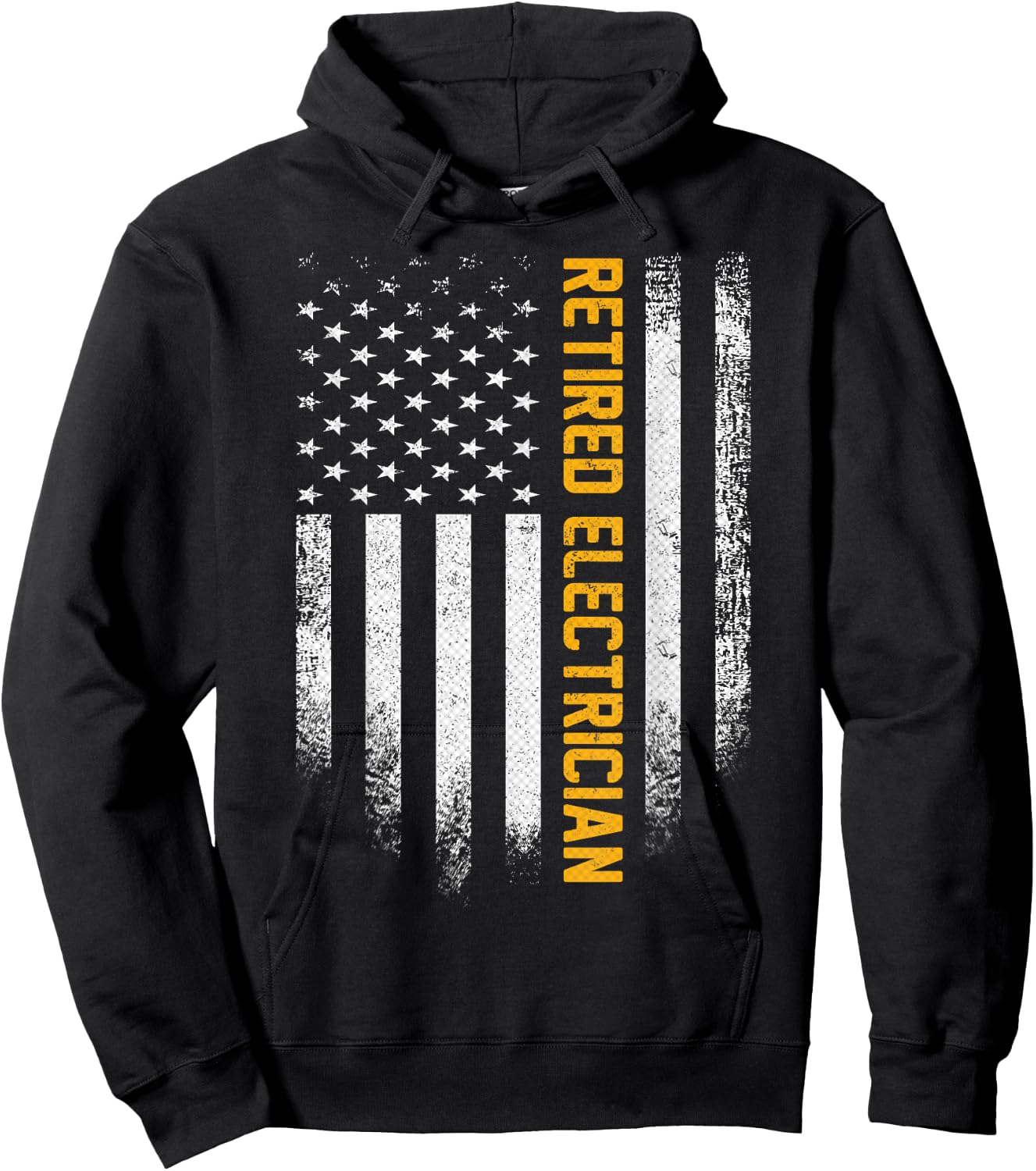 Vintage USA Flag Retired Electrician Retirement Electrical Hoodie - Hoodie | Black