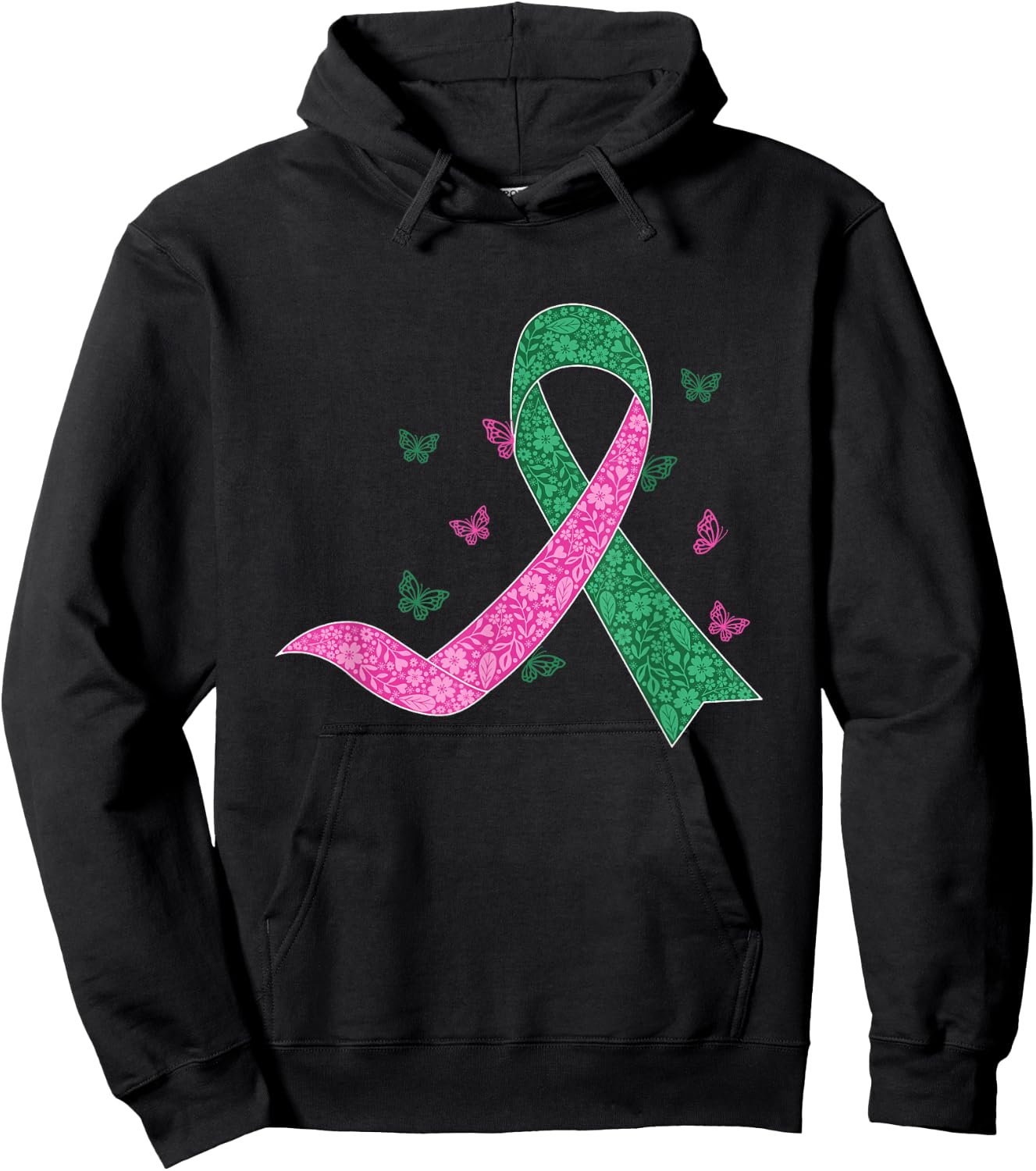 Liver and Breast Cancer October Cancer Awareness Support Hoodie - Hoodie | Black