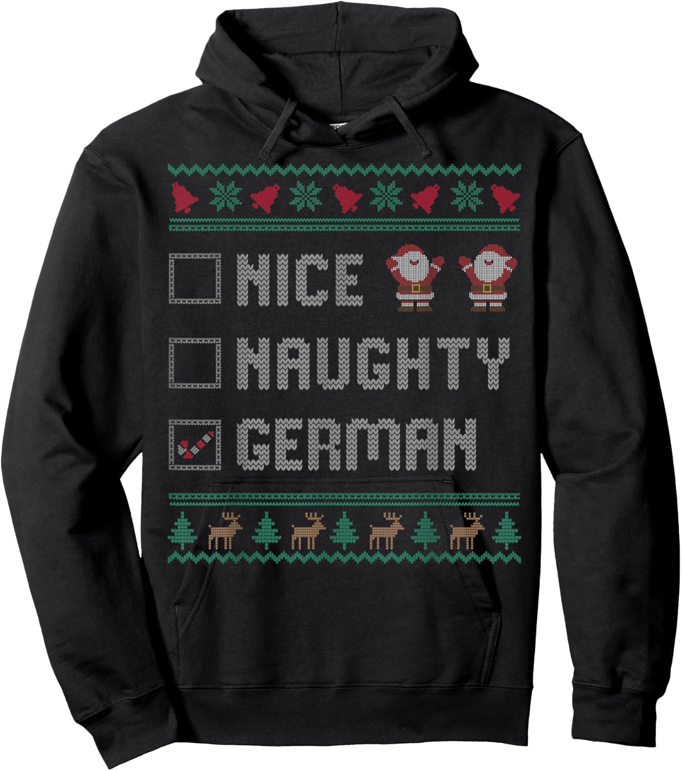 Nice Naughty German Christmas Pajama Matching Hoodie - Hoodie | Black