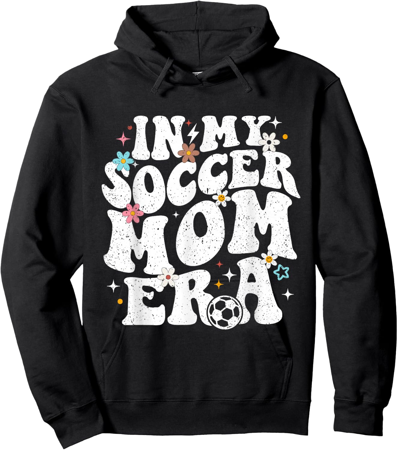 Funny Vintage in My Soccer Mom Era Football Mama Groovy Life Hoodie - Hoodie | Black