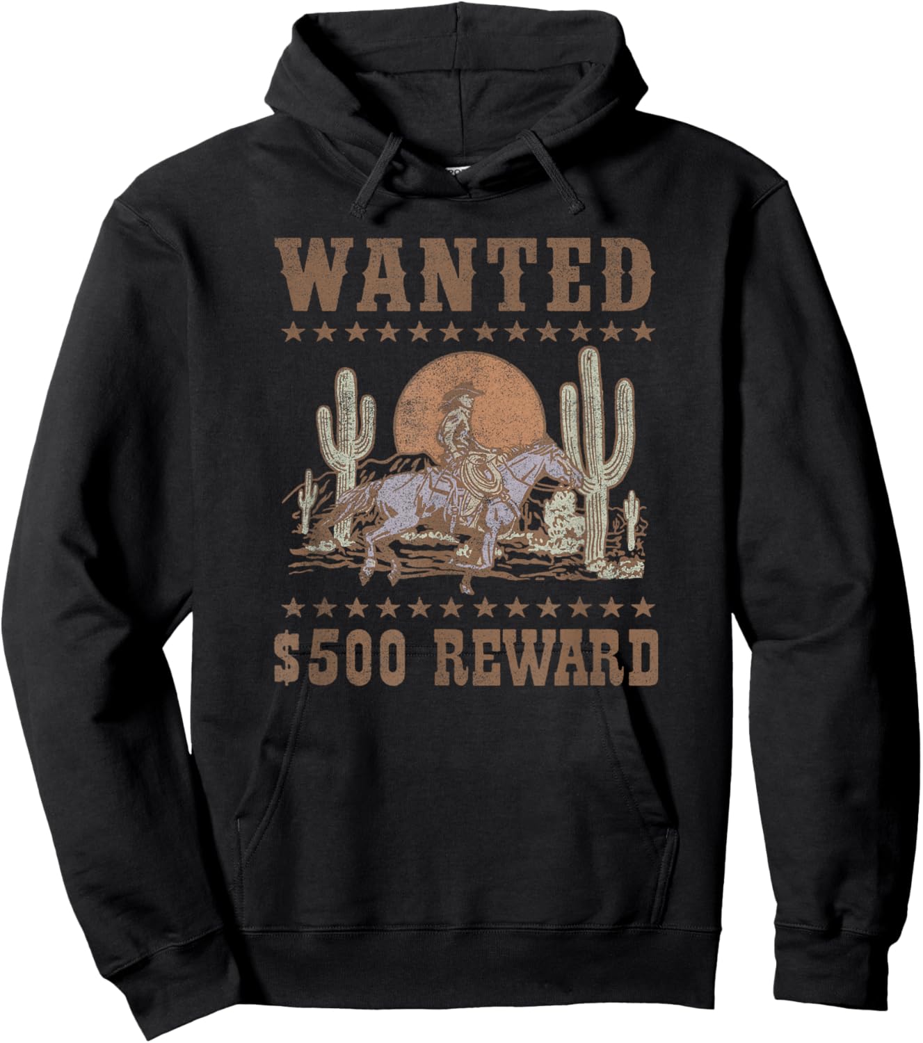 Wanted $500 Reward Gunslinger Horse Rider Old West Style Hoodie - Hoodie | Black