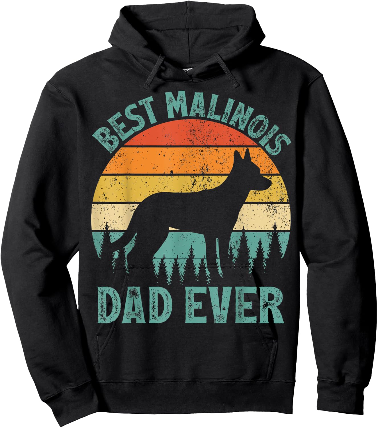 Funny Vintage Best Malinois Dad Ever Father's Day Hoodie - Hoodie | Black