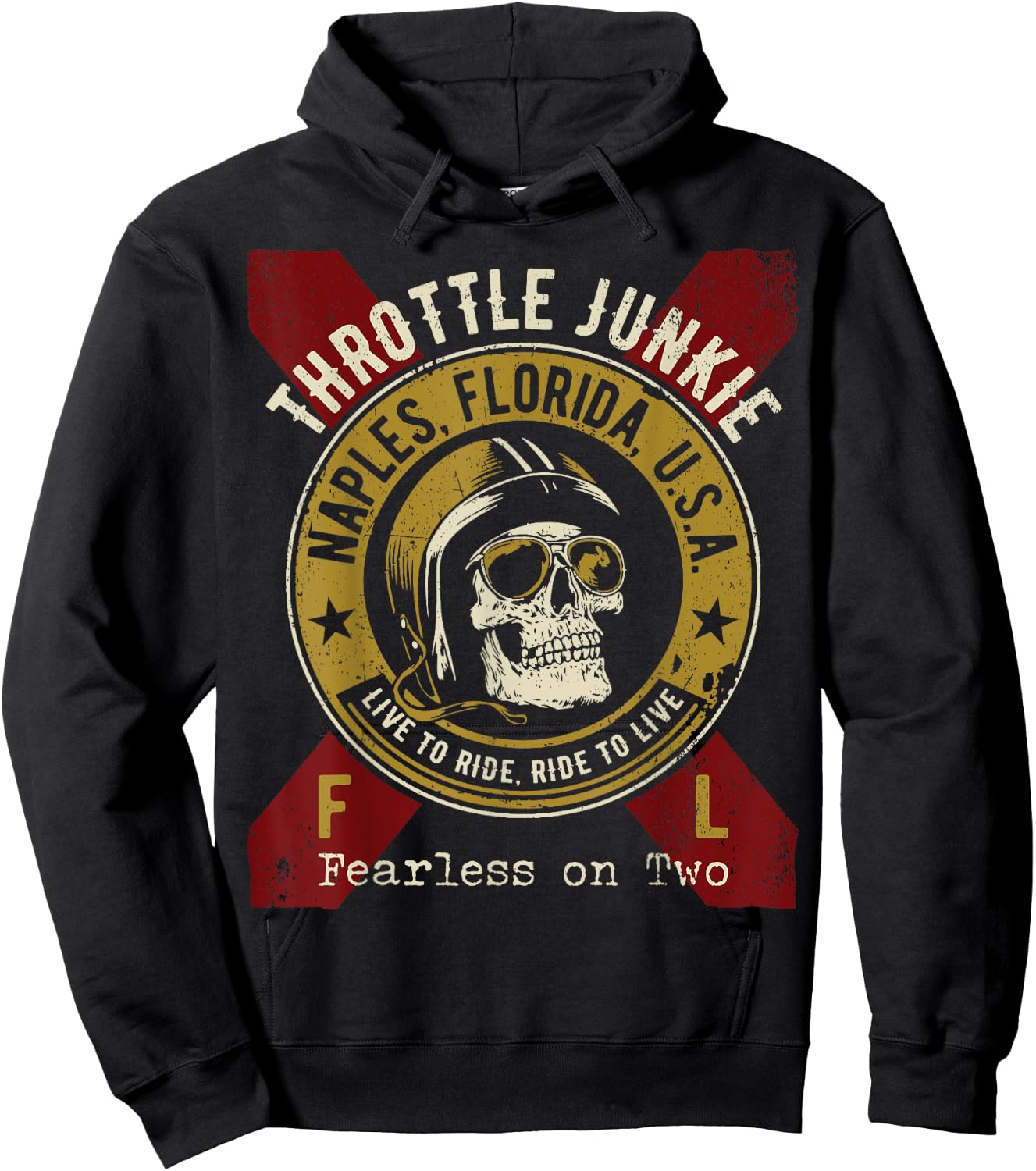 Naples Florida USA Motorcycle Biker Skull Design Hoodie - Hoodie | Black