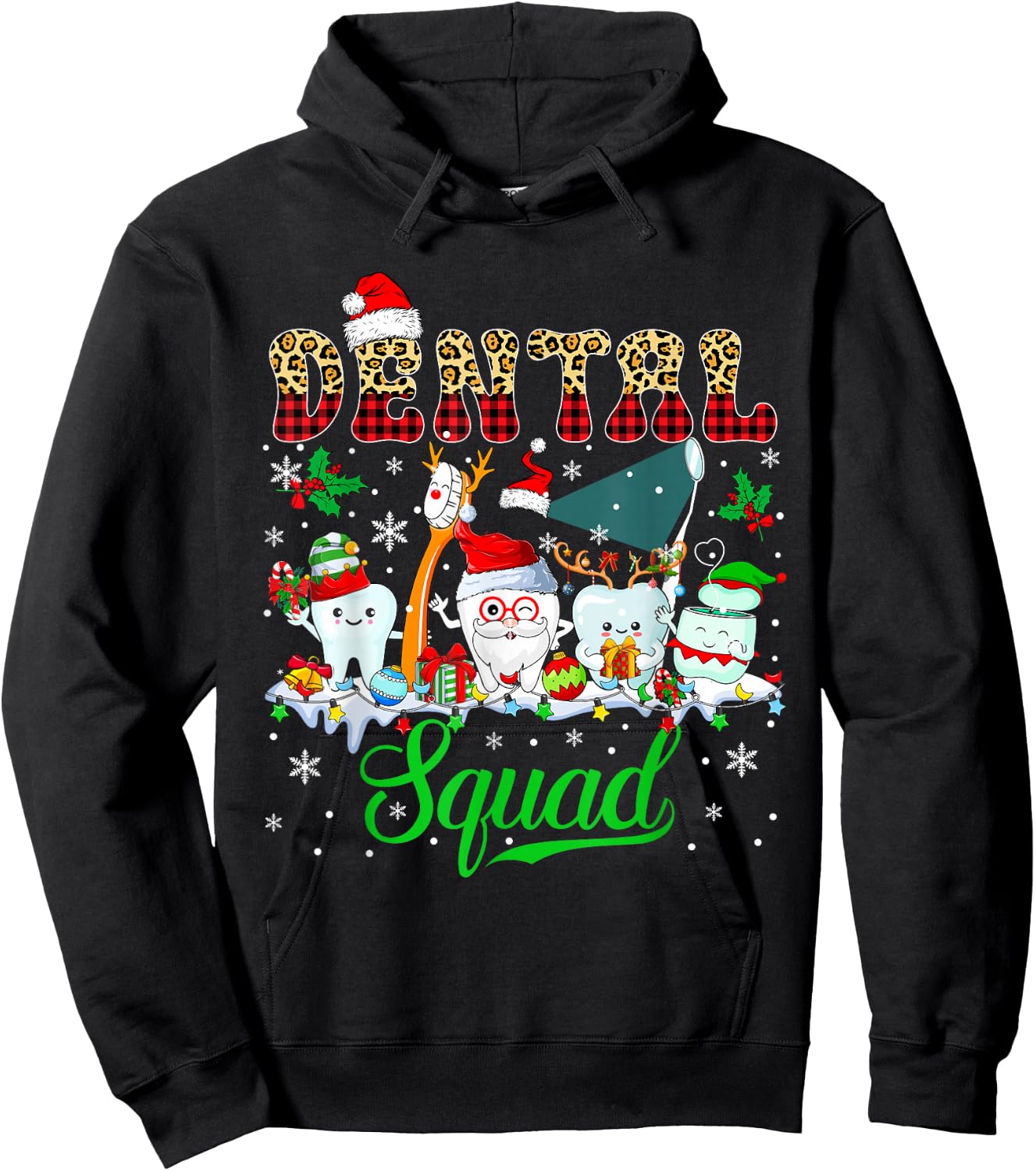 Dental Squad Christmas Santa Reindeer Elf Dental Tools Hoodie - Hoodie | Black