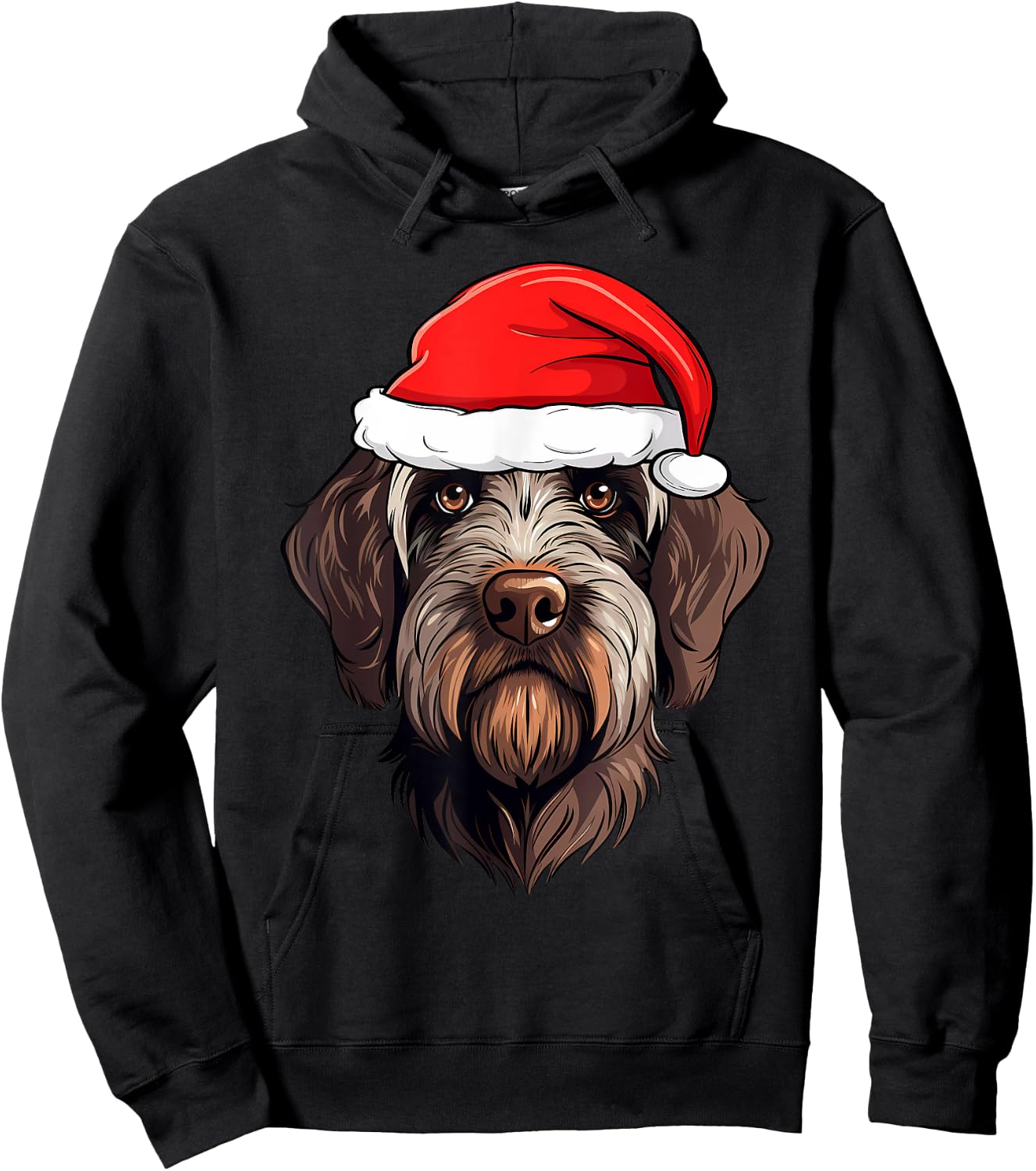 Wirehaired Pointing Griffon Christmas Santa Dog Cute Puppy Women Kids Hoodie - Hoodie | Black