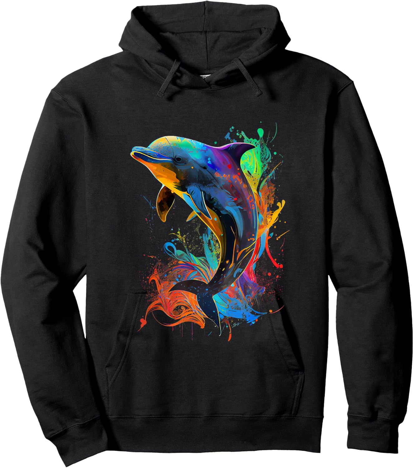 Cute Dolphin Design Colorful Pop Art Dolphin Lovers Hoodie - Hoodie | Black
