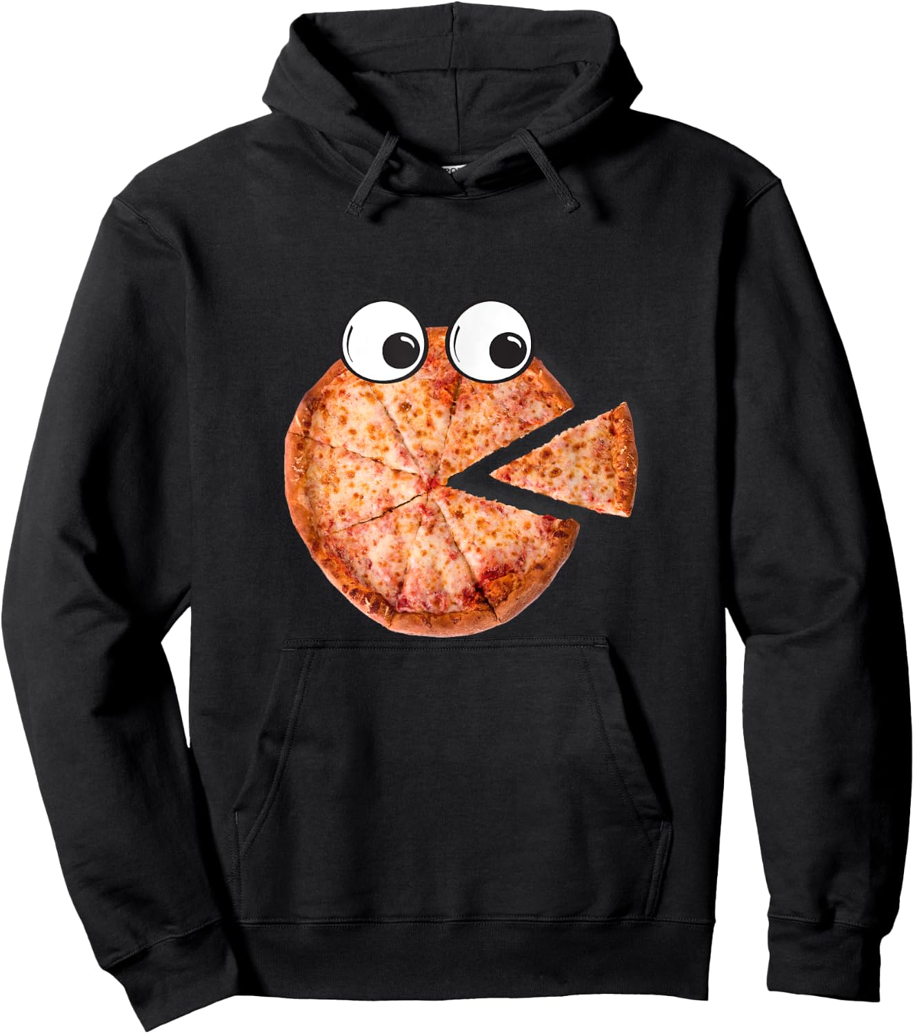 Weird Pizza With Googly Eyes Eating Pizza Design Hoodie - Hoodie | Black