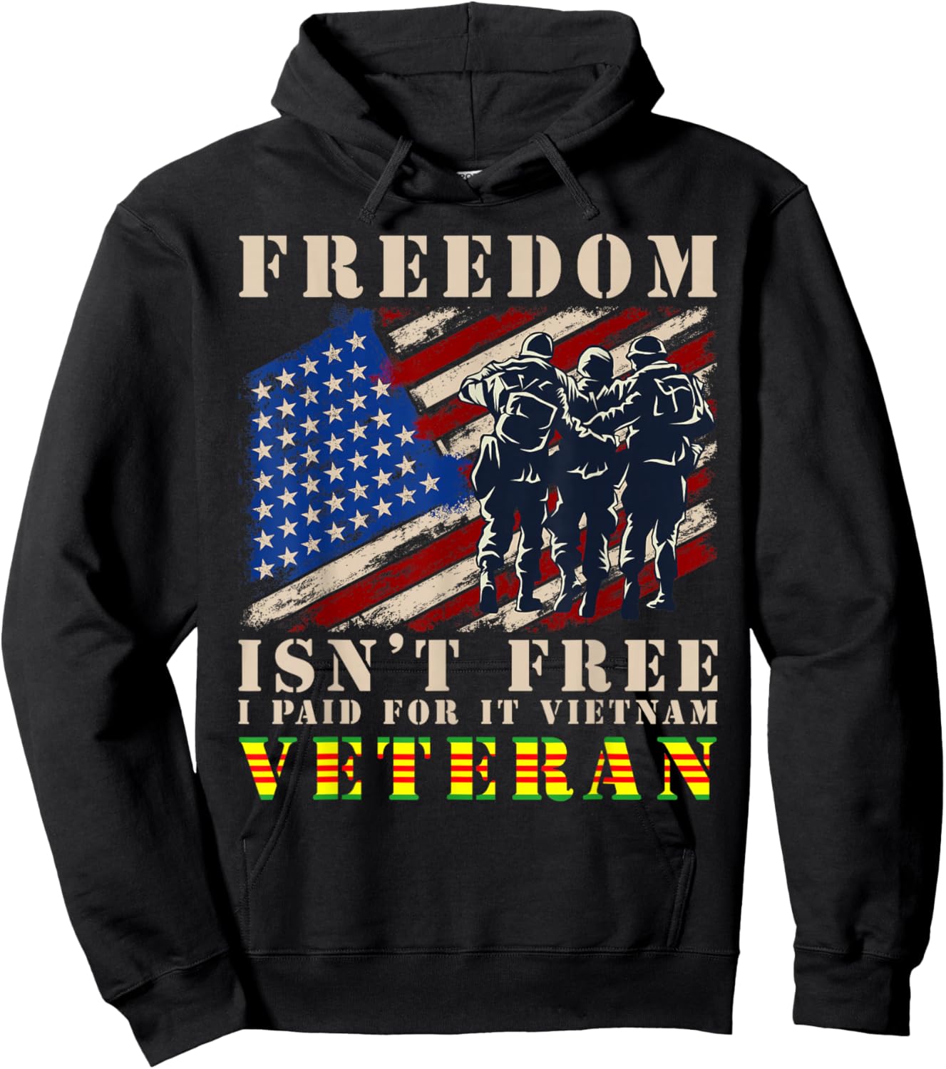 US Flag Freedom Isnt Free I Paid For It Vietnam Veteran Hoodie - Hoodie | Black