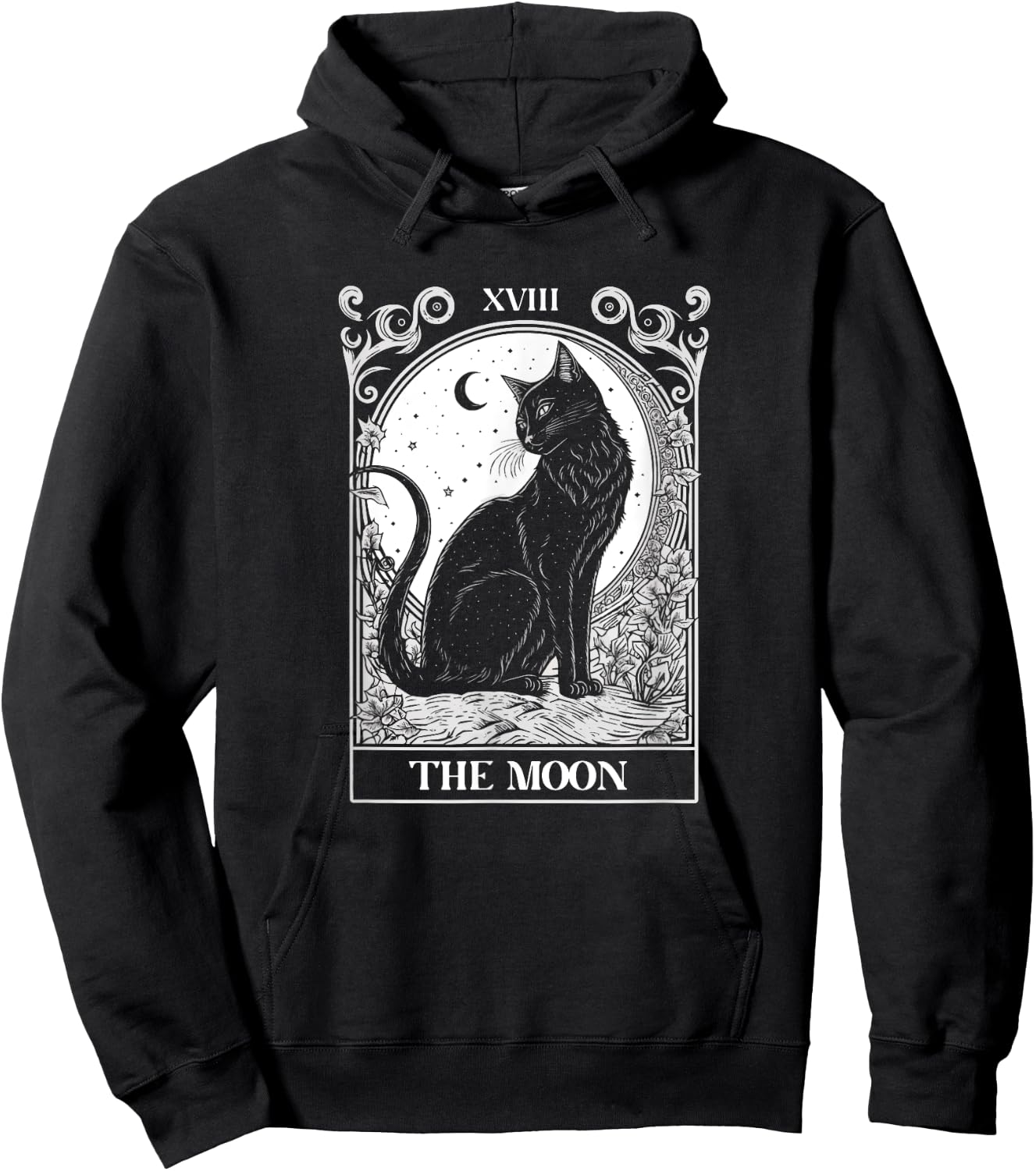 Cat Tarot Card The Moon Tarot Card Cat Lover Graphic Men Women Kids Hoodie - Hoodie | Black