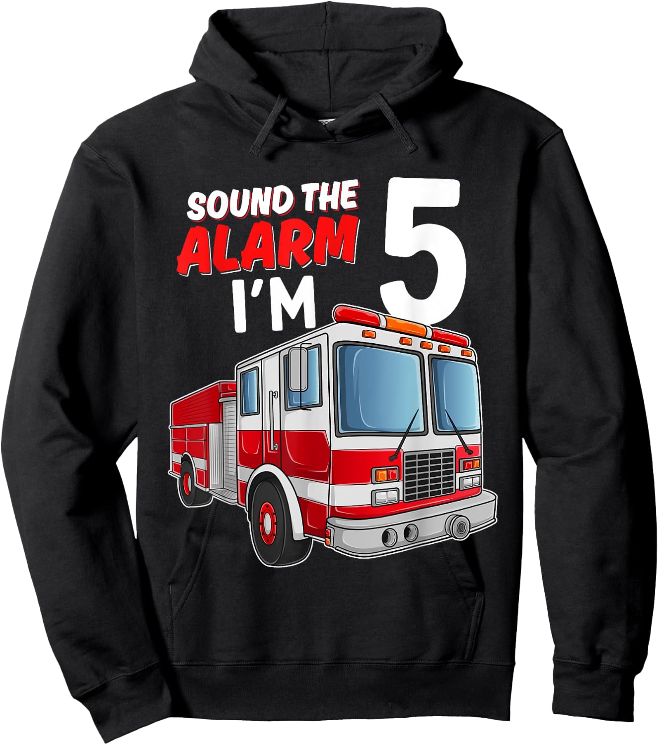 Kids Fire Truck 5th Birthday 5 Years Old Boys Girls Kids Hoodie - Hoodie | Black