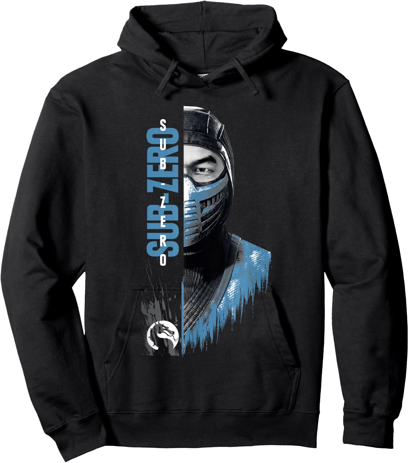 Mortal Kombat Klassic Sub-Zero Split Face Bust Portrait Hoodie - Hoodie | Black