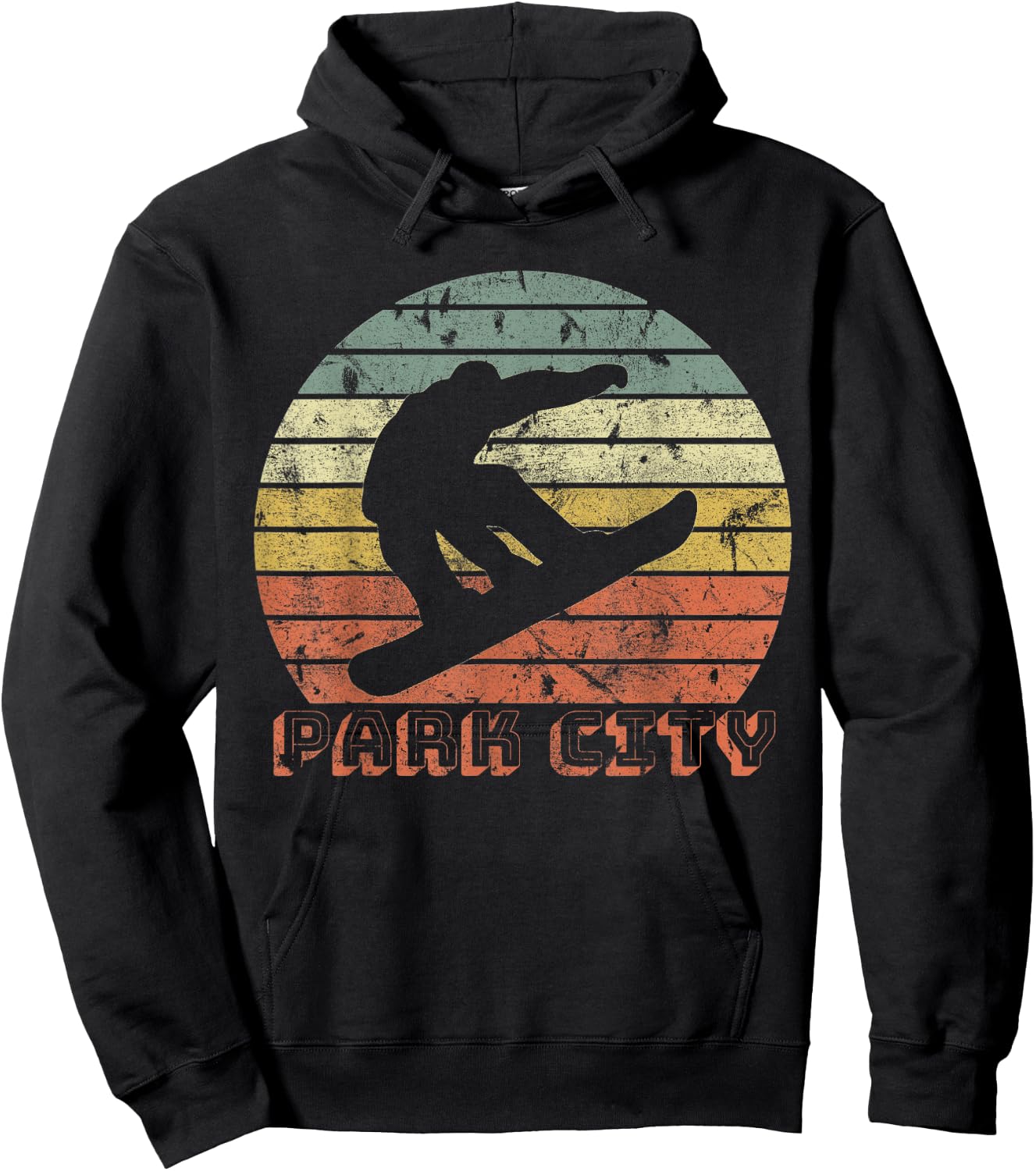 Park City Utah Snowboard Retro Sunset Vintage Hoodie - Hoodie | Black