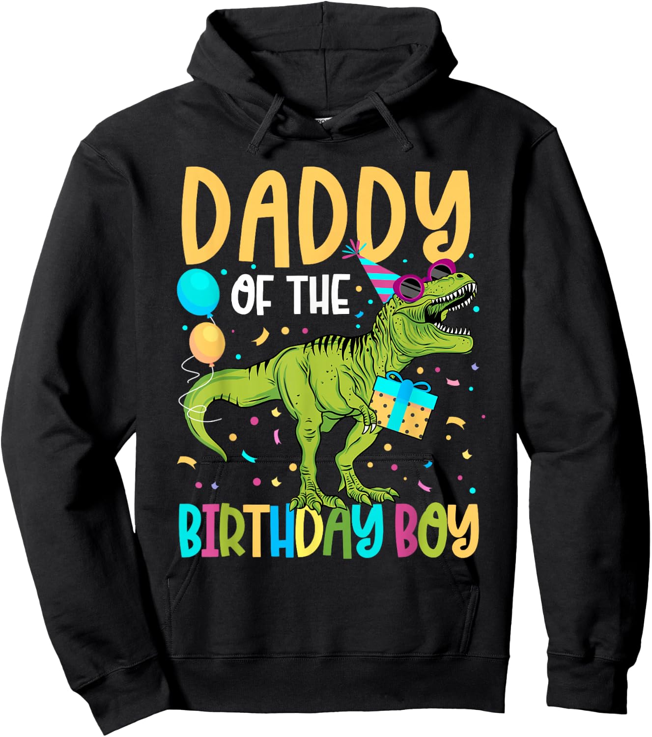 Daddy of The Birthday Boy Family Matching Dinosaur Squad Hoodie - Hoodie | Black